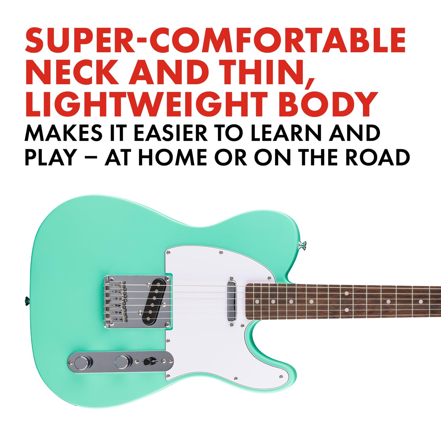 Fender Squier Debut Series Telecaster Electric Guitar, Beginner Guitar, 2-Year Warranty, Includes Free Lessons, Sea Foam Green with Satin Urethane Finish