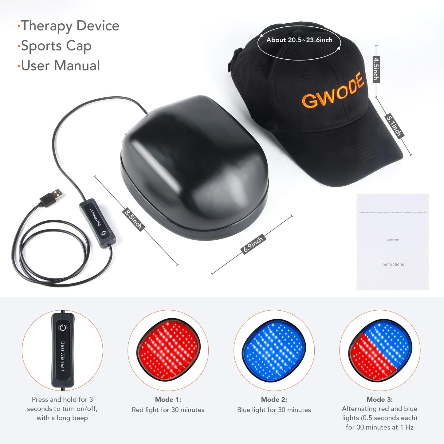 Laser Cap for Hair Regrowth,Red Light Therapy for Hair Growth,Laser Hair Growth Cap