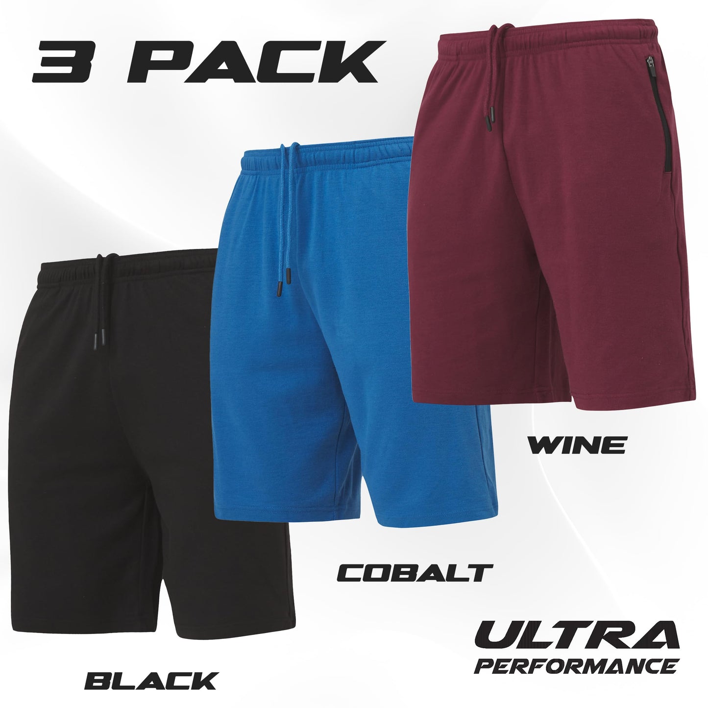 Ultra Performance 3 Pack Mens Shorts Casual Men's Athletic Short Workout Gym Shorts for Men with Zipper Pockets, Small - 5X