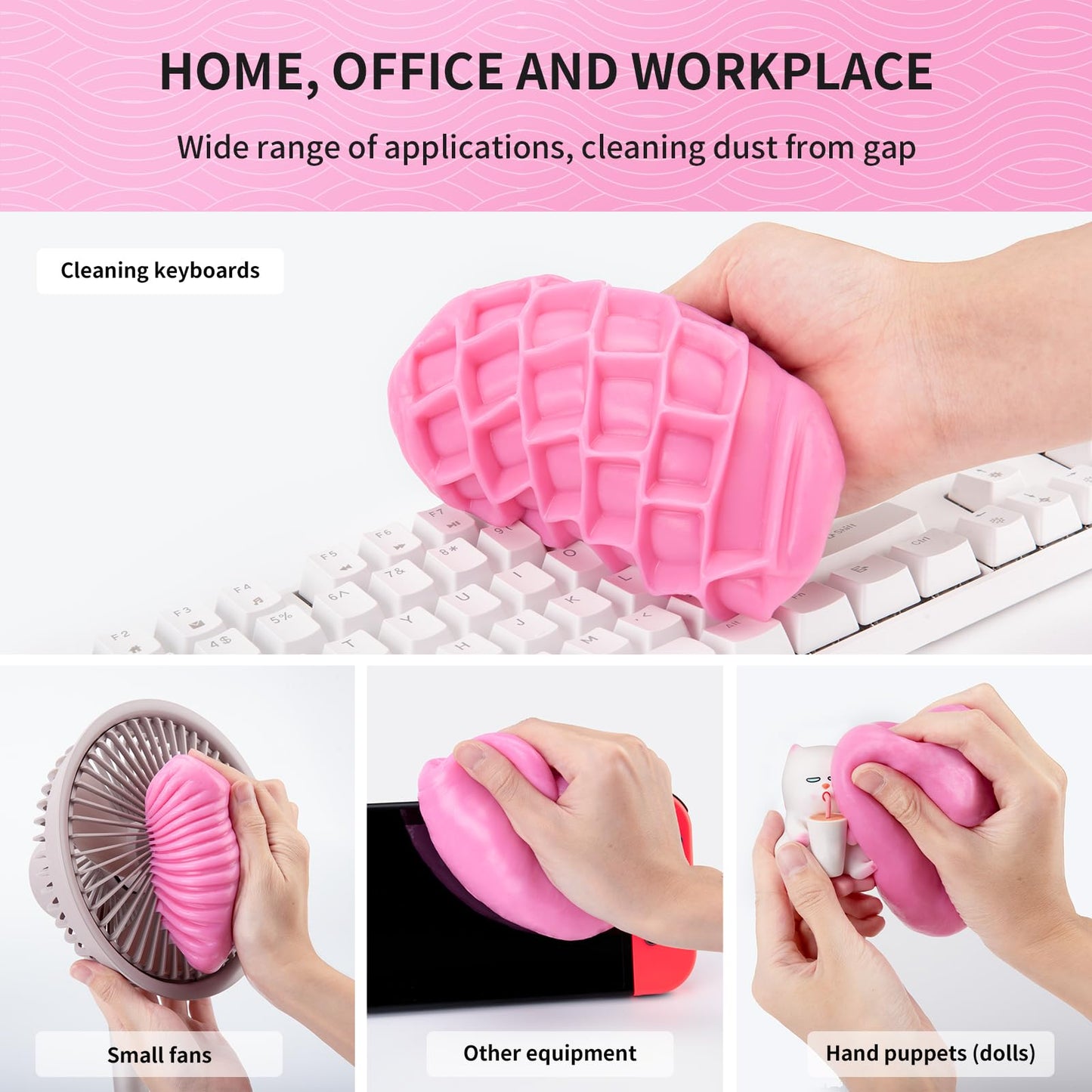 ALIOBC Car Cleaning Gel, 250g Keyboard Cleaner Cleaning Putty for Car Interior Car Slime Cleaner Dust Cleaning Gel Car Putty for Cleaning Car Gel Cleaner Pink
