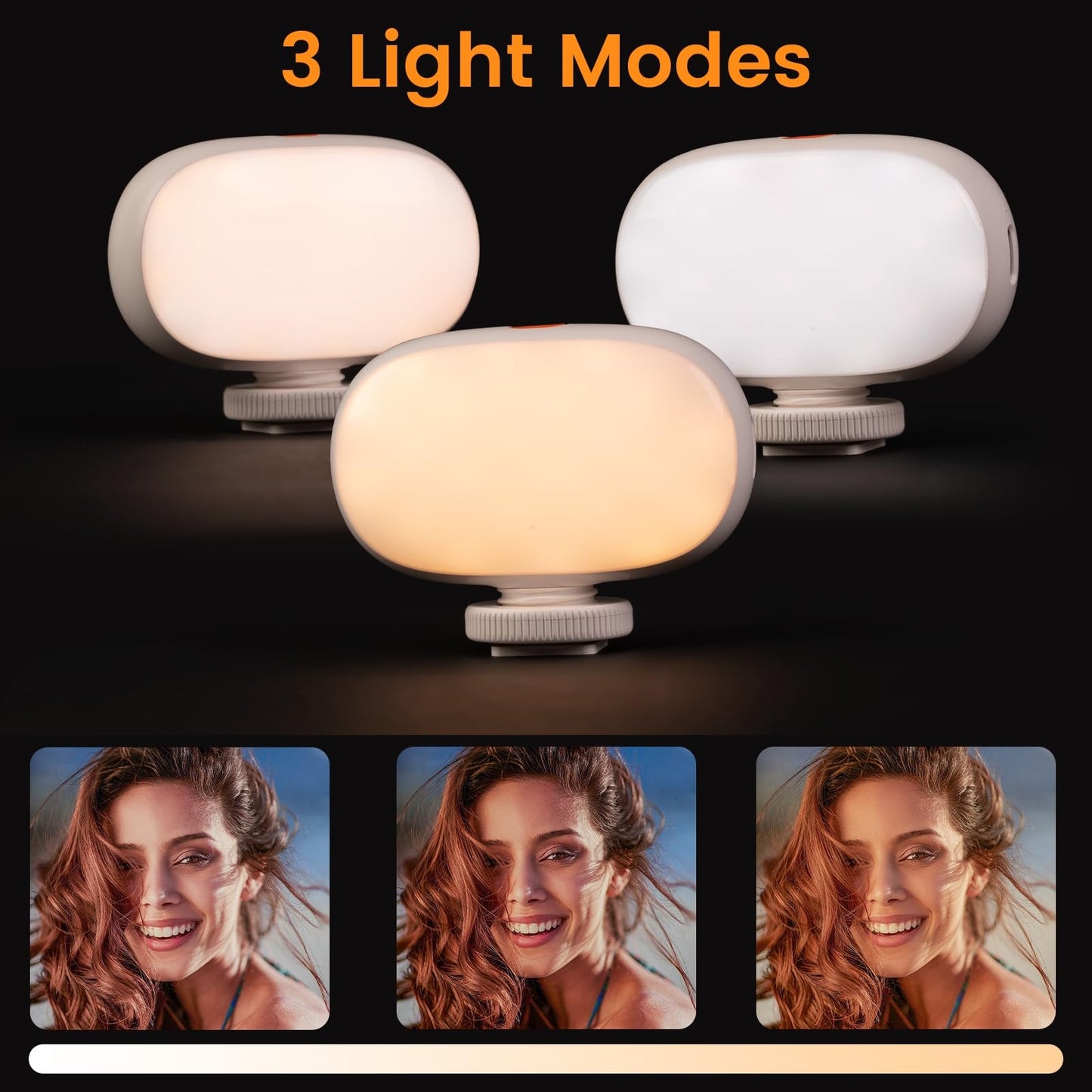 aLLreLi Phone Light Clip, Rechargeable Selfie Light with 600mAh Battery, Adjustable 3-Mode Light Temperature, Portable Clip-On Ring Light for Selfies, Videos, and Makeup