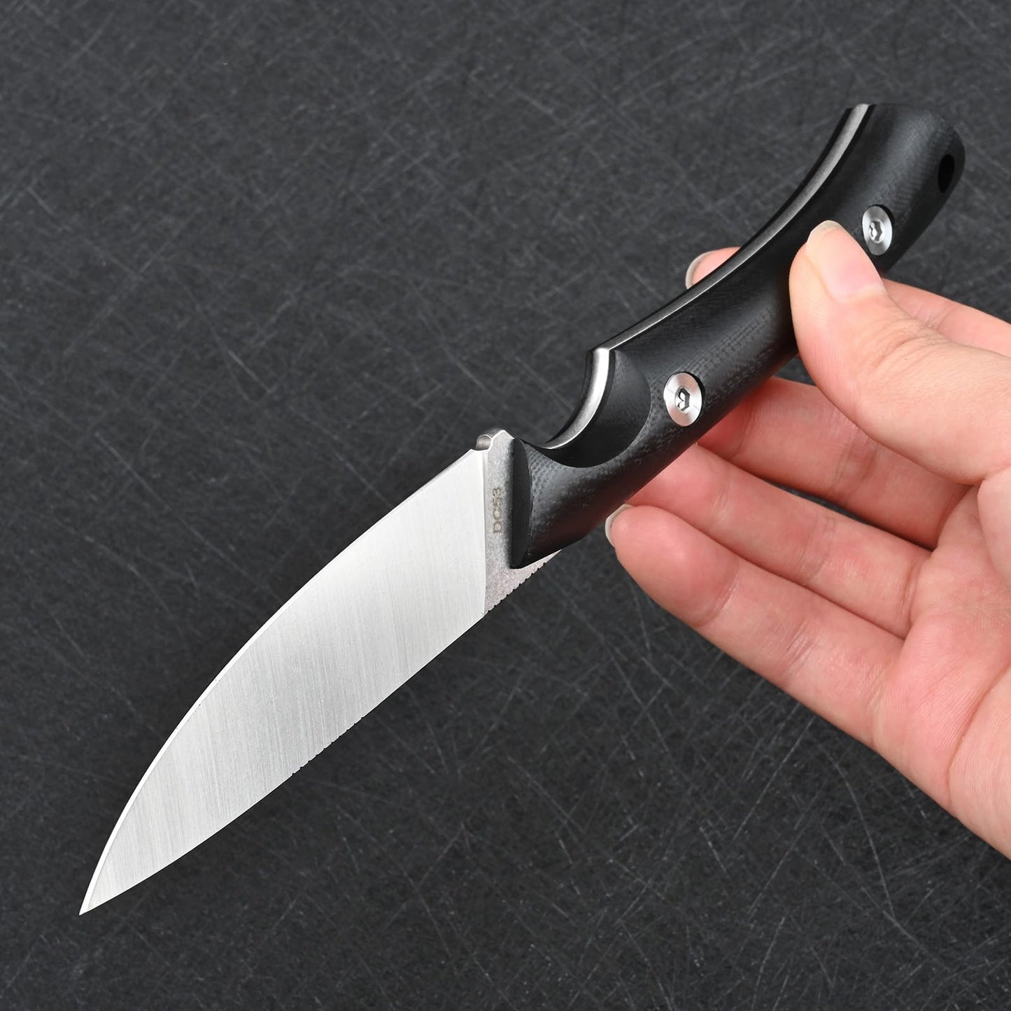 SDOKEDC Knives DC53 Steel Tactical Fixed Blade Knife with kydex sheath for Men EDC Outdoor Camping Survival Hunting (White+G10 Black)