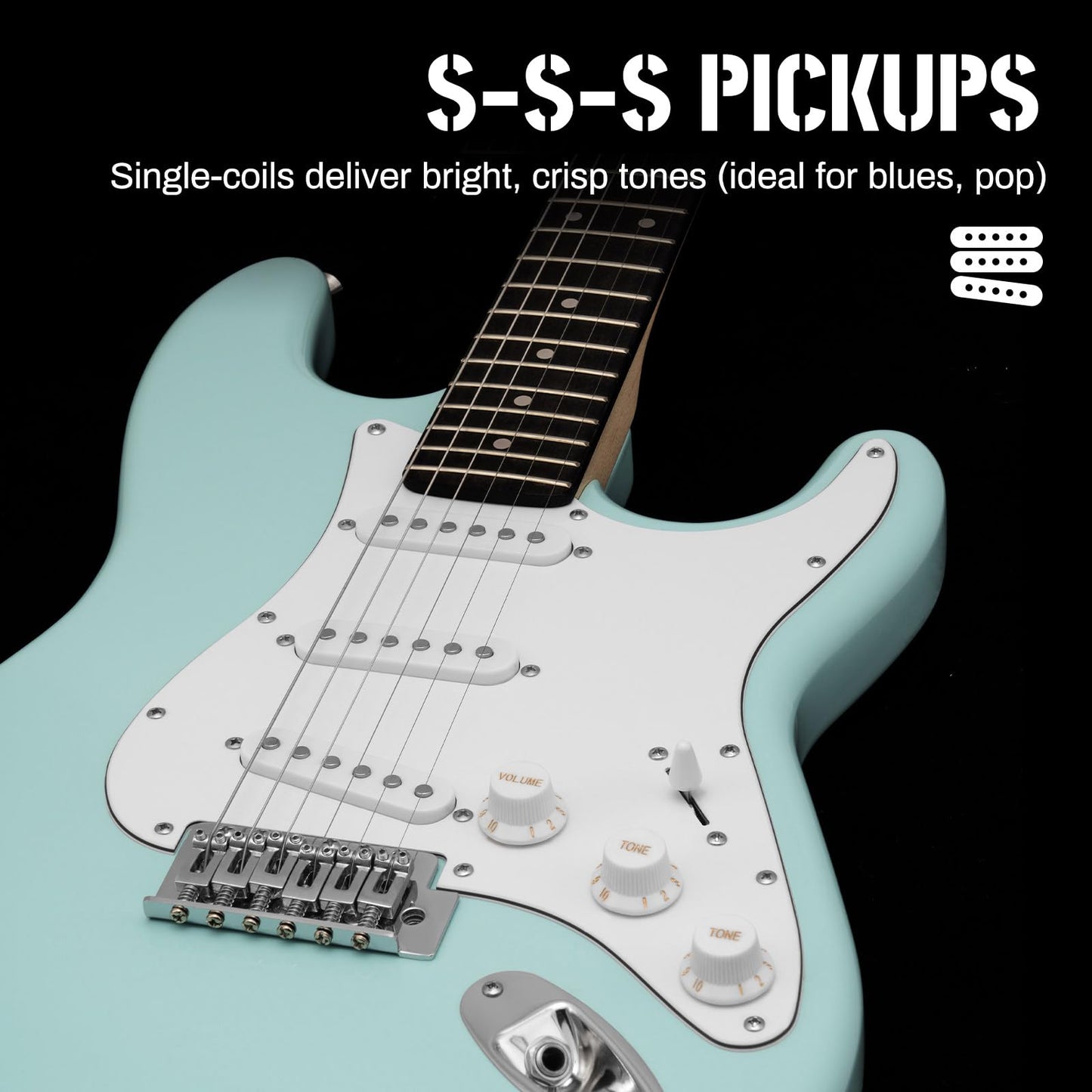 AODSK Electric Guitar with Amp Beginner Kit 39 Inch Solid Body Full Size,All Accessories,Digital Tuner,Six Strings,Four Picks,Tremolo Bar,Strap,Gig Bag,Starter kit