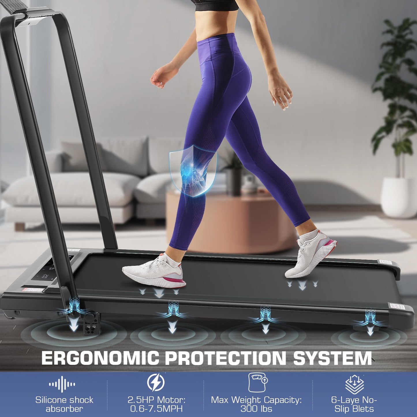 ANCHEER Folding Under Desk Treadmill, 2 in 1 Walking Pad Treadmill with Remote Control, Quiet Jogging Running Electric Machine for Home Office