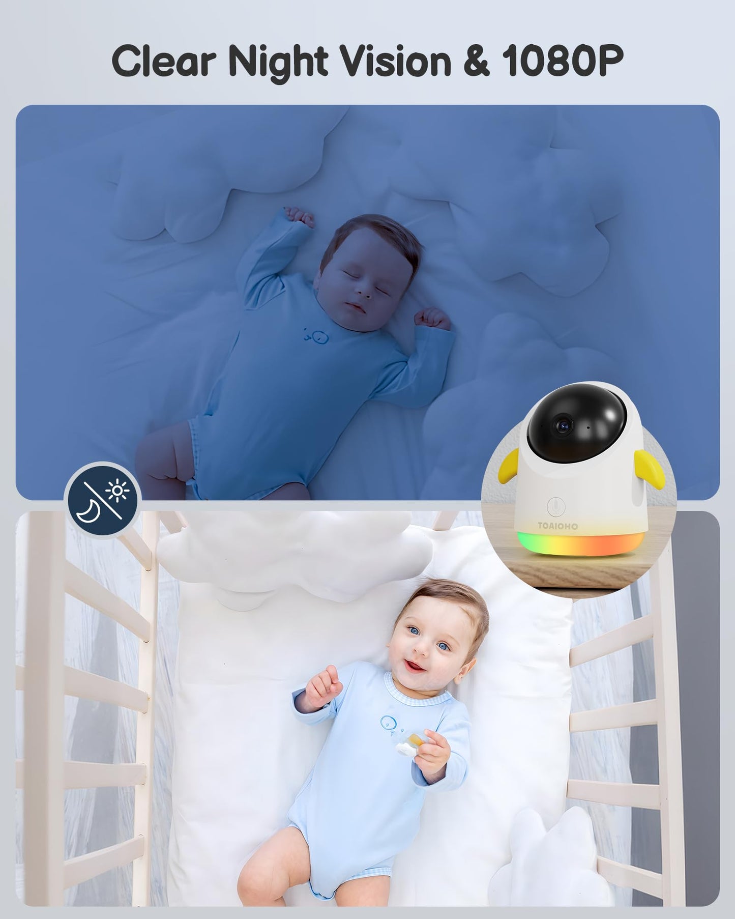 Baby Monitor with Camera and Audio WiFi/No WiFi: Baby Monitor WiFi Smartphone APP Control NightVision 4.3' Screen Smart Video Baby Monitor with Remote PTZ 2-Way Talk Motion & Cry Alert(Only 2.4G WiFi)