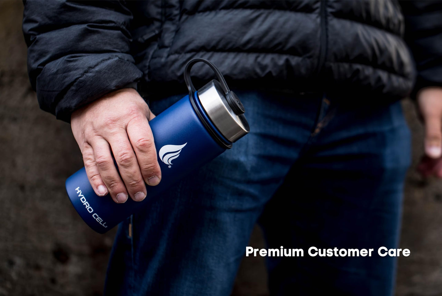 HYDRO CELL Stainless Steel Insulated Water Bottle with Straw - For Cold & Hot Drinks - Metal Vacuum Flask with Screw Cap and Modern Leakproof Sport Thermos for Kids & Adults (Navy 18oz)