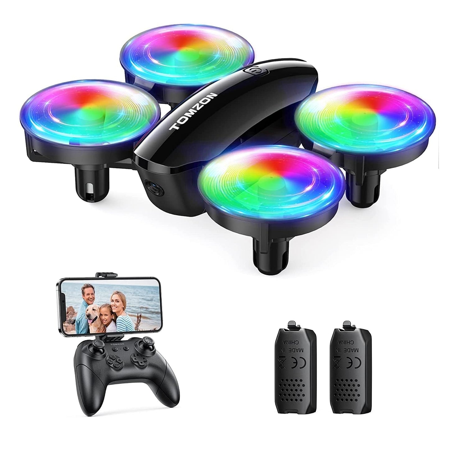 TOMZON A23W Drone with Camera 1080P, LED Kids Drone with Throw to Go, High Speed Rotation and 3D Flip, Mini Drone for Kids with Circle Fly, Gravity Sensor, 3 Speeds, 2 Batteries