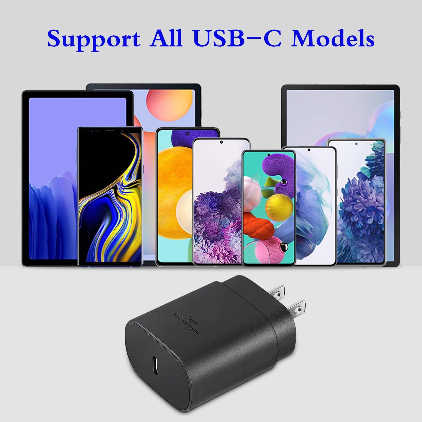 Type C Charger, 2-Pack 25W Type C Fast Charging Block with 6ft USB C Charger Cable Compatible with Galaxy S23 Ultra/S23+/S22/S21/S20/Phone 16/16 Plus/16 Pro Max/15/15 Pro Max/15 Plus-Black