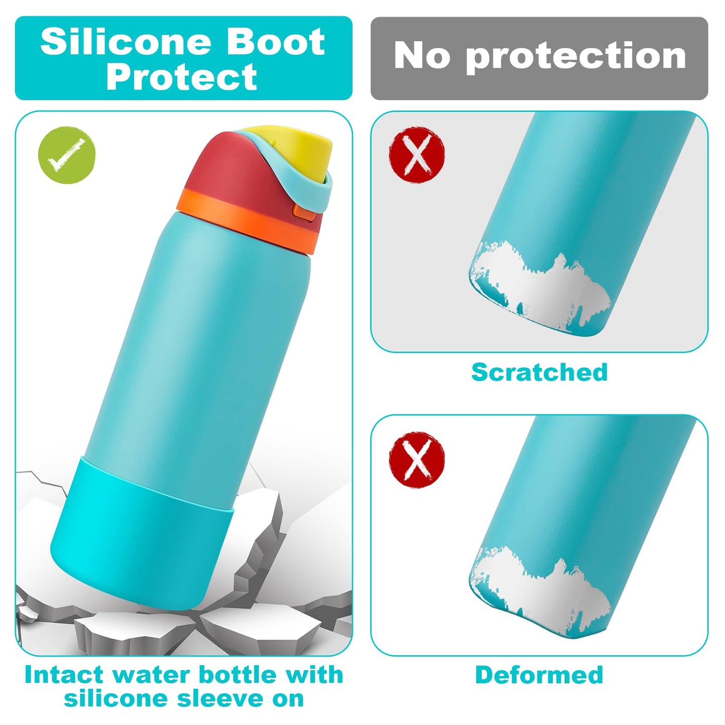 Alwenid 2PCS Silicone Water Bottle Boot for Owala 40 Oz, Anti-Slip Protective Sleeve Bottom Bumper Protector for FreeSip, Twist, and Flip Stainless Steel Water Bottles (Blue)