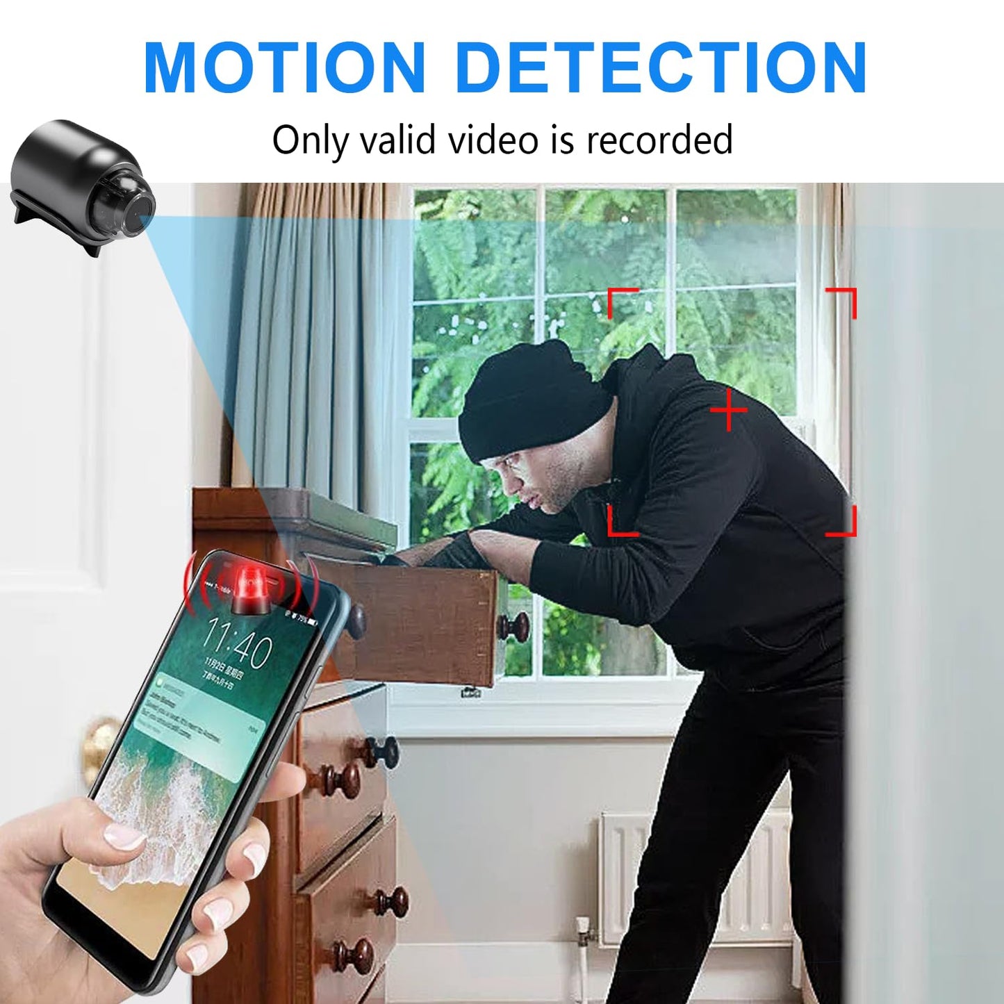 Smallest Wireless WiFi IP Camera,HD1080P Concealed Mini Camera with Video Recording Live Feed,Baby Monitor,Nanny Cam,with Night Vision,Motion Detection,Cloud Storage for Security with iOS Android APP