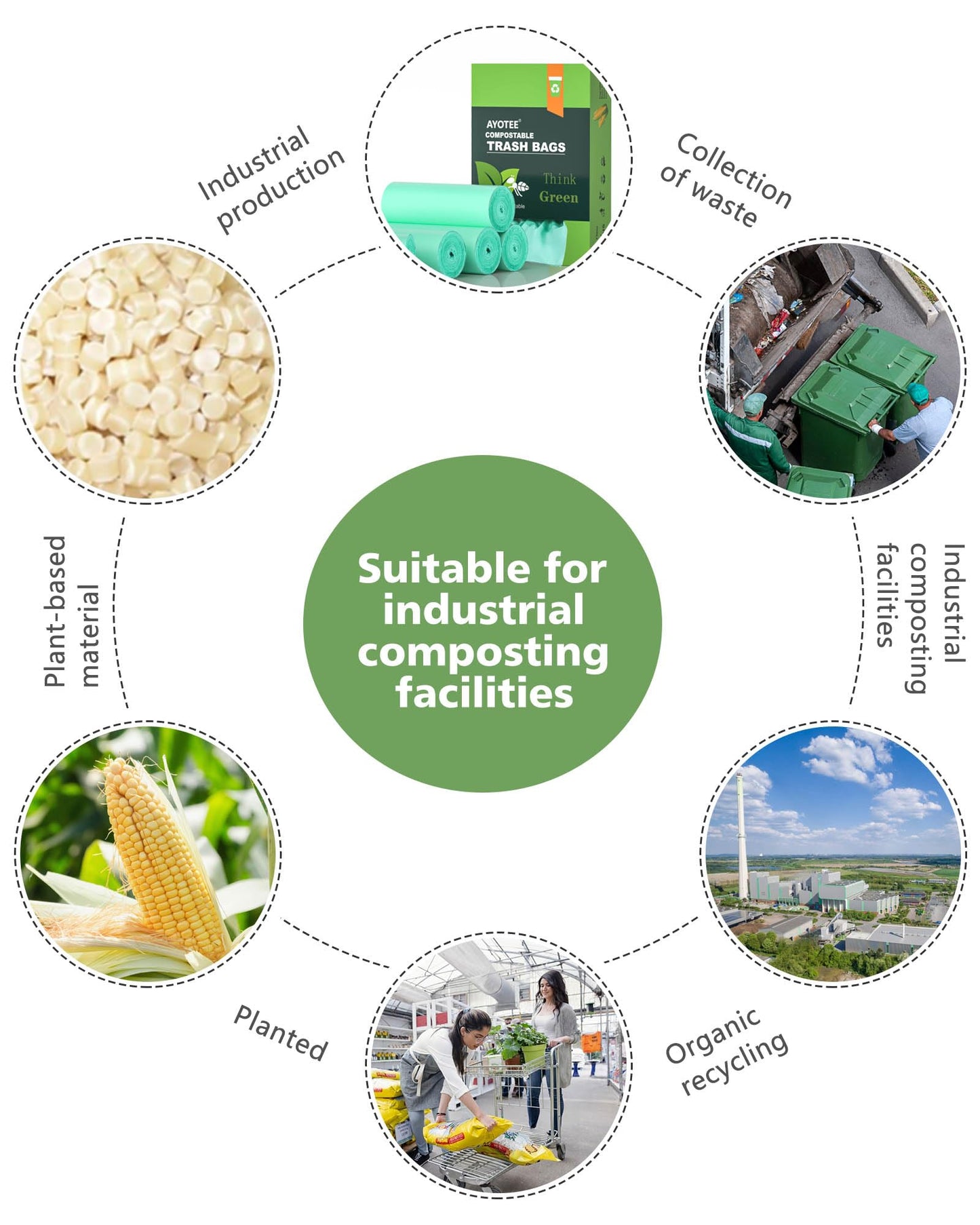 Compost Bags 3 Gallon 125 Packs,AYOTEE Compostable Trash Bags 3 Gallon, Small Biodegradable Trash Bags