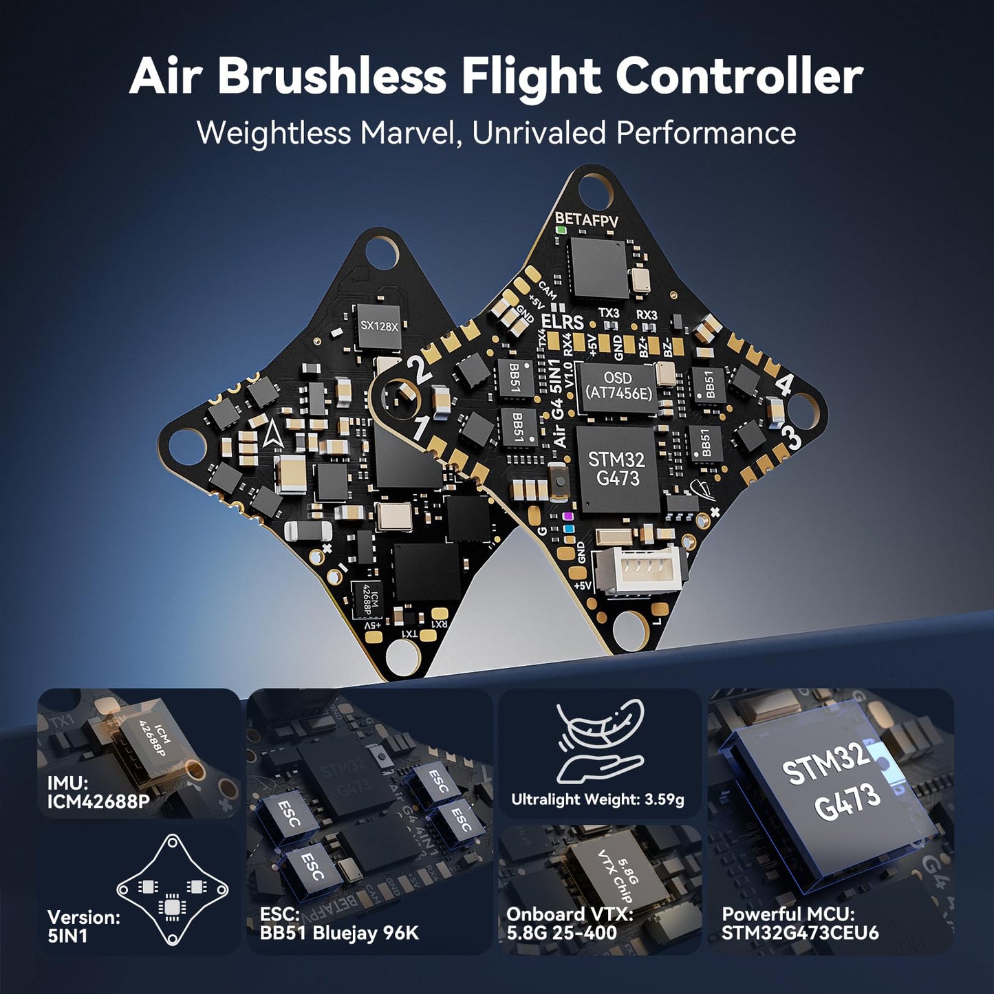BETAFPV Air65 Brushless Whoop Quadcopter, 1S Ultralight 65mm Micro Whoop Drone with C03 FPV Camera, 0702SE Ⅱ 27000KV Motors, G473 5IN1 Air Brushless FC ELRS Receiver for Indoor Outdoor FPV Racing