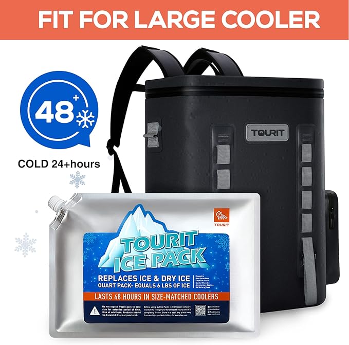 TOURIT Reusable Ice Pack for Coolers Long Lasting Cooler Ice Packs for Cooler Bag Lunch Bags/Boxes, Cooler Backpacks, Freezer Packs for Coolers