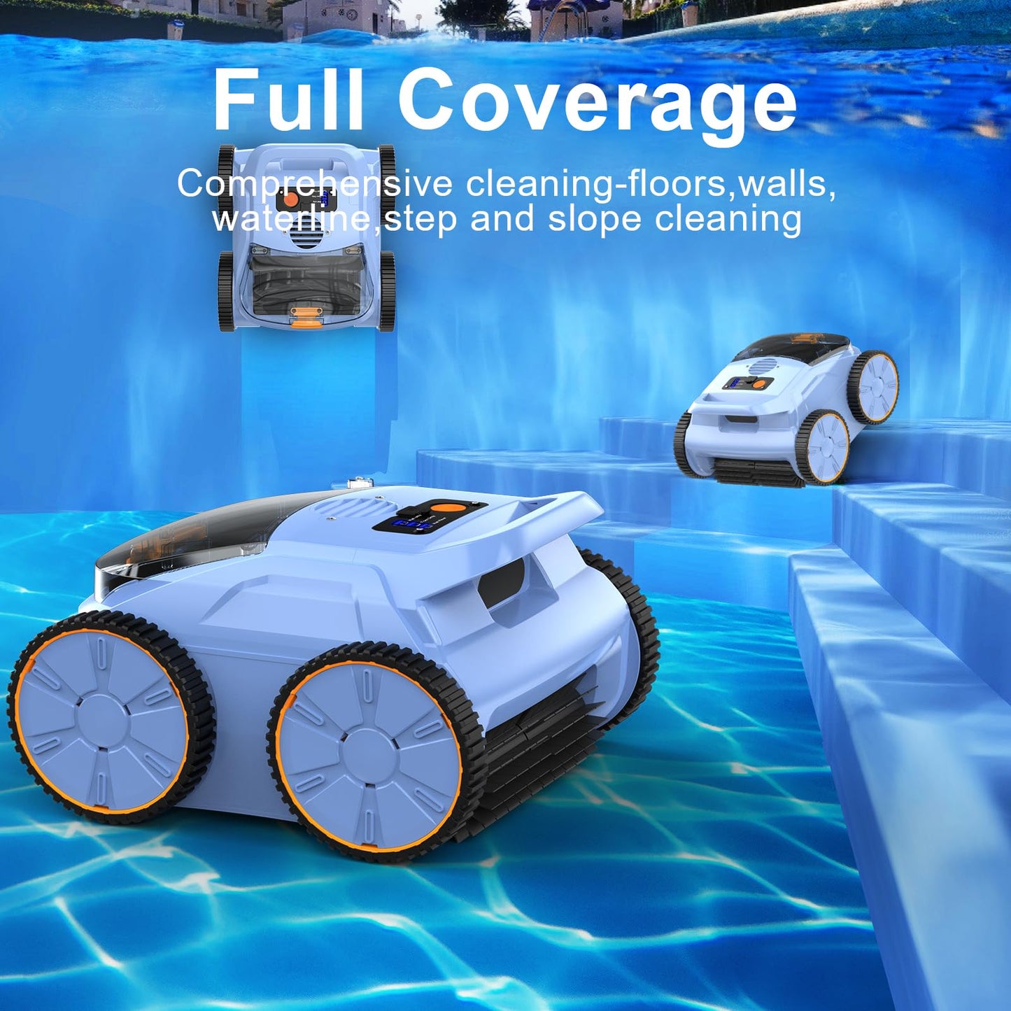 (2025 New) Robotic Pool Vacuum, Robotic Pool Cleaner for Inground Pools, Pool Robot with Smart Navigation, Floor/Wall/Waterline Cleaning, 180 Mins Runtime for Pool Up to 2100 Sq.ft
