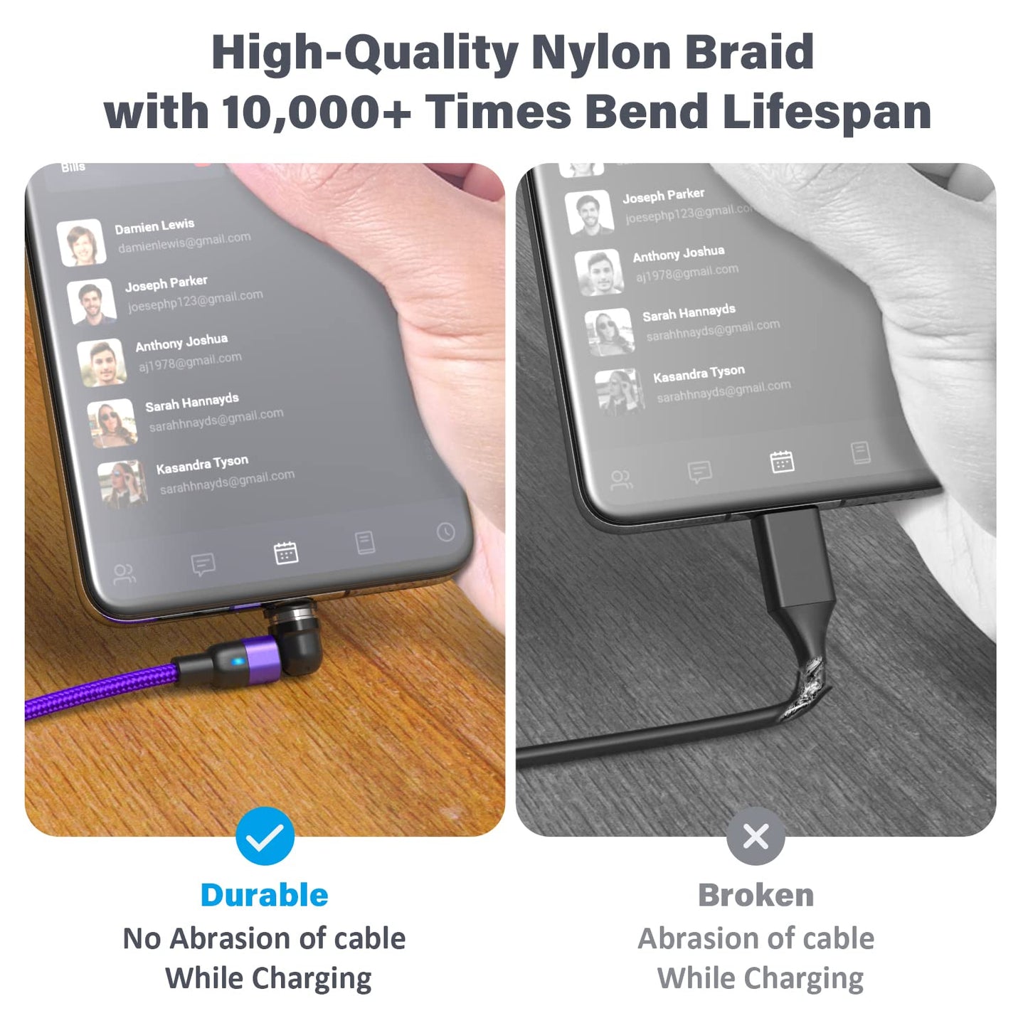 Aripps Magnetic Charging Cable 4 Pack (3.3ft/6.6ft/6.6ft/10ft), 540 Degree Rotating Magnet Phone Charger Cable, 3 in 1 Nylon Magnetic USB Cable for Micro,Type C and iProduct Device
