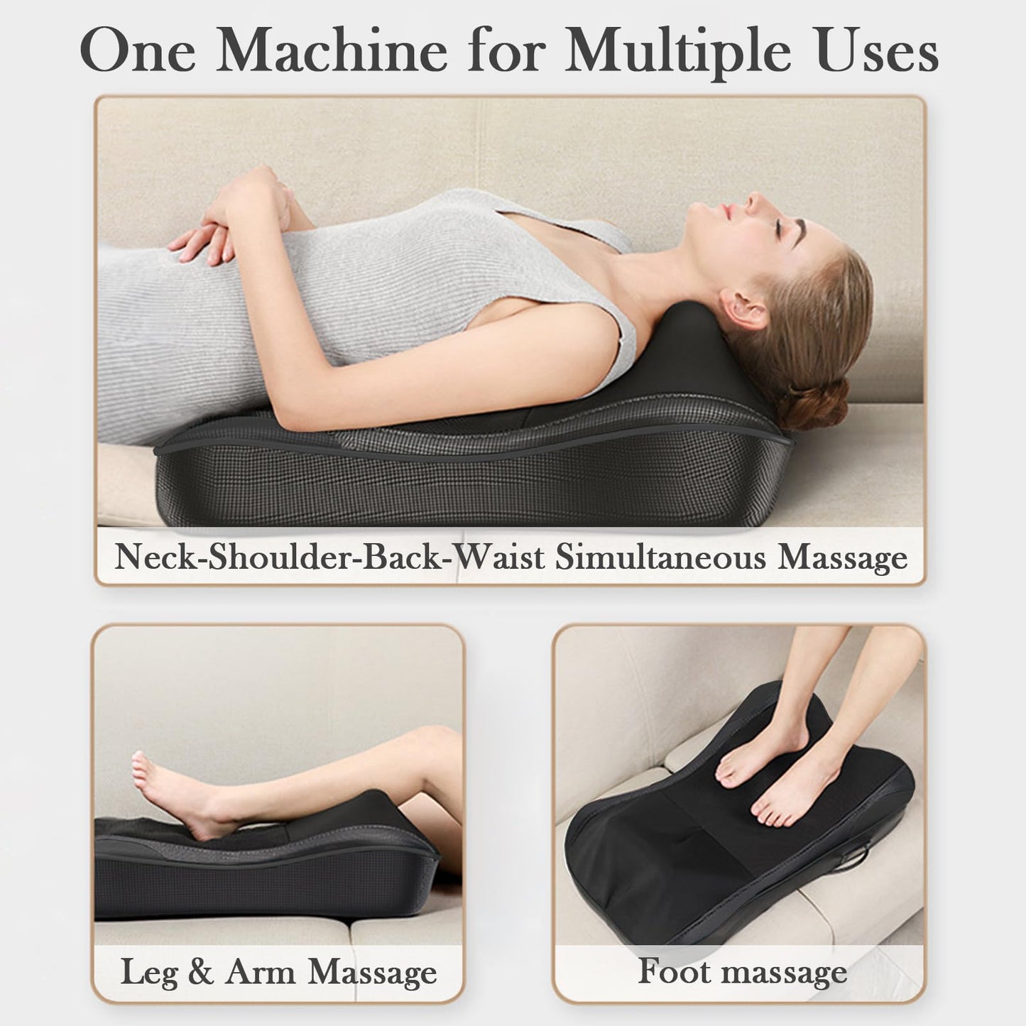 Back Massager with Heat, Shiatsu Neck and Back Massager for Pain Relief Deep Tissue, 3D Deep Kneading Cushion Massage for Neck Shoulder Legs, Suitable for Office and Home, Gifts for Men Women