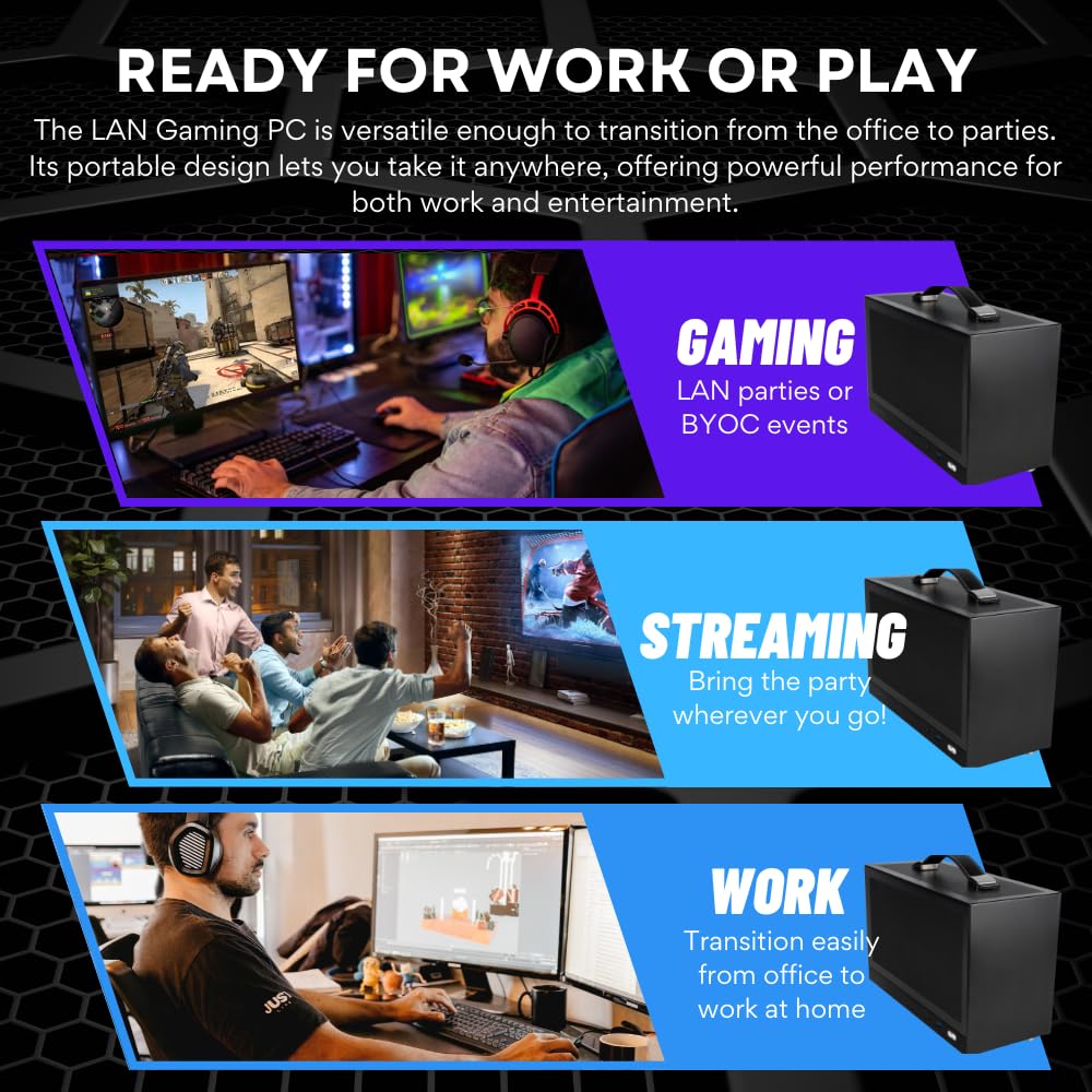 Empowered PC LAN Gaming Desktop (8.1L Small & Light, RTX 5060 Ti 16GB, AMD Ryzen 7 8700F, 32GB DDR5 RAM, 2TB NVMe SSD, Internal WiFi + Bluetooth, Windows 11 Pro) Best Mini ITX SFF Computer (Black)