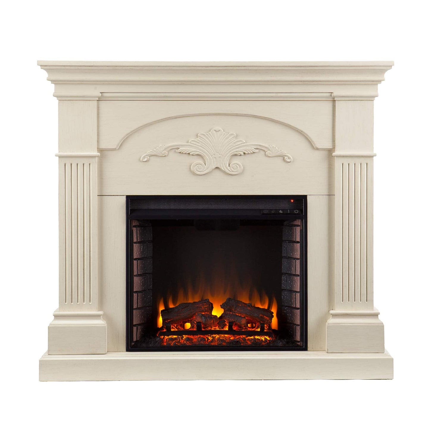 SEI Furniture Sicilian Harvest Traditional Style Electric Fireplace, 44.75" W x 14" D x 40.25" H, Ivory