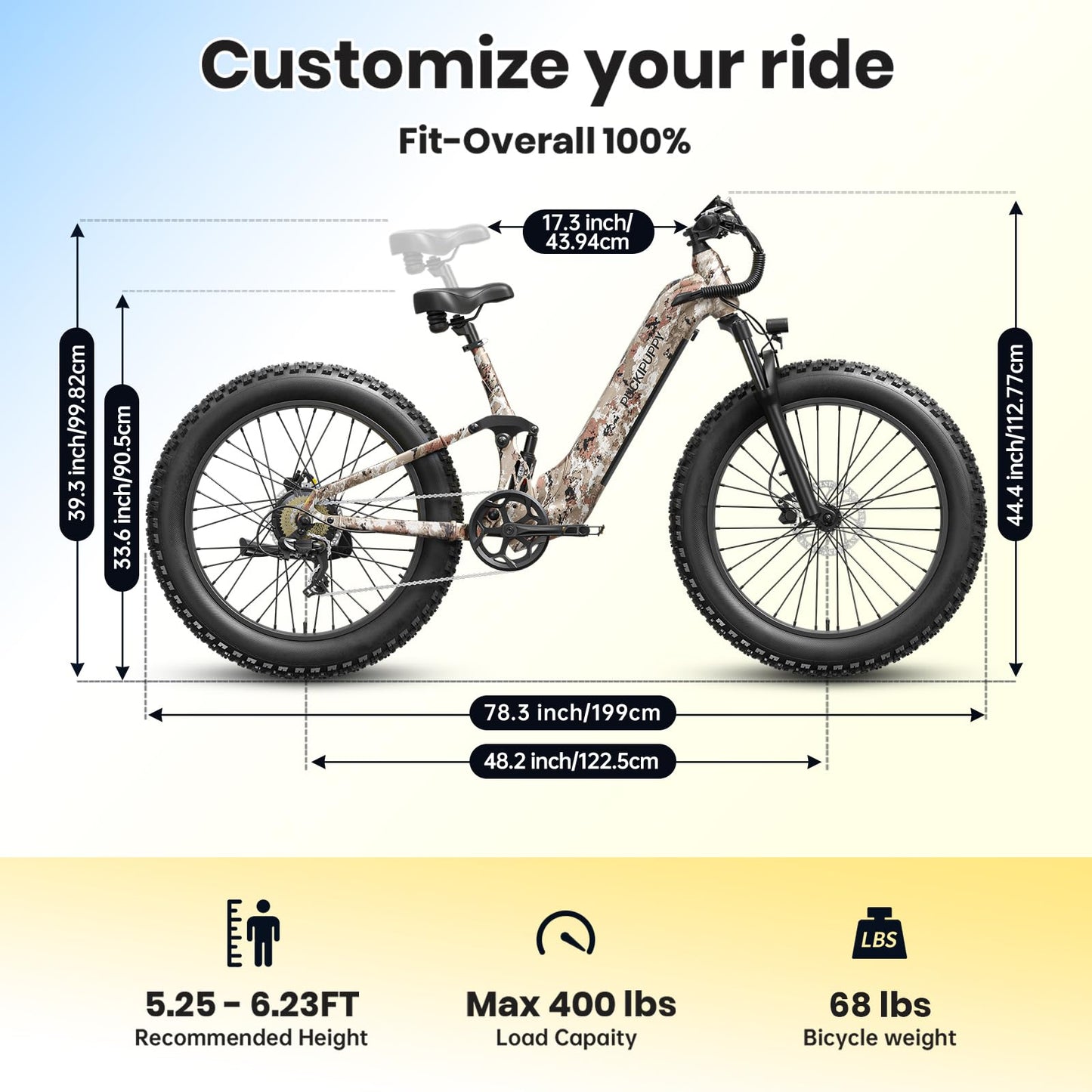 PUCKIPUPPY Electric Bike for Adults 960W, 48V 20AH Battery Electric Bicycles, 26" x 4" Fat Tire Full Suspension Step-Thru Ebike, 28MPH Electric Mountain Bike, 7 Speed, 80Miles Range-BoxerST