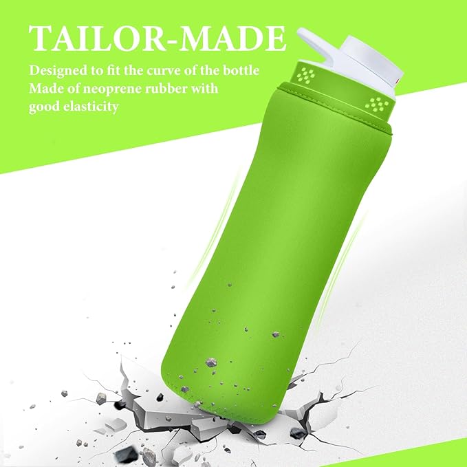 Water Bottle Sleeve Compatible with Cir-kul Water Bottle - 2 Pcs Sleeve Compatible with Cir-kul Plastic 22oz & Stainless Steel Bottle - Insulated Cover for Retaining Temperature,(Bright green-2p-22oz)