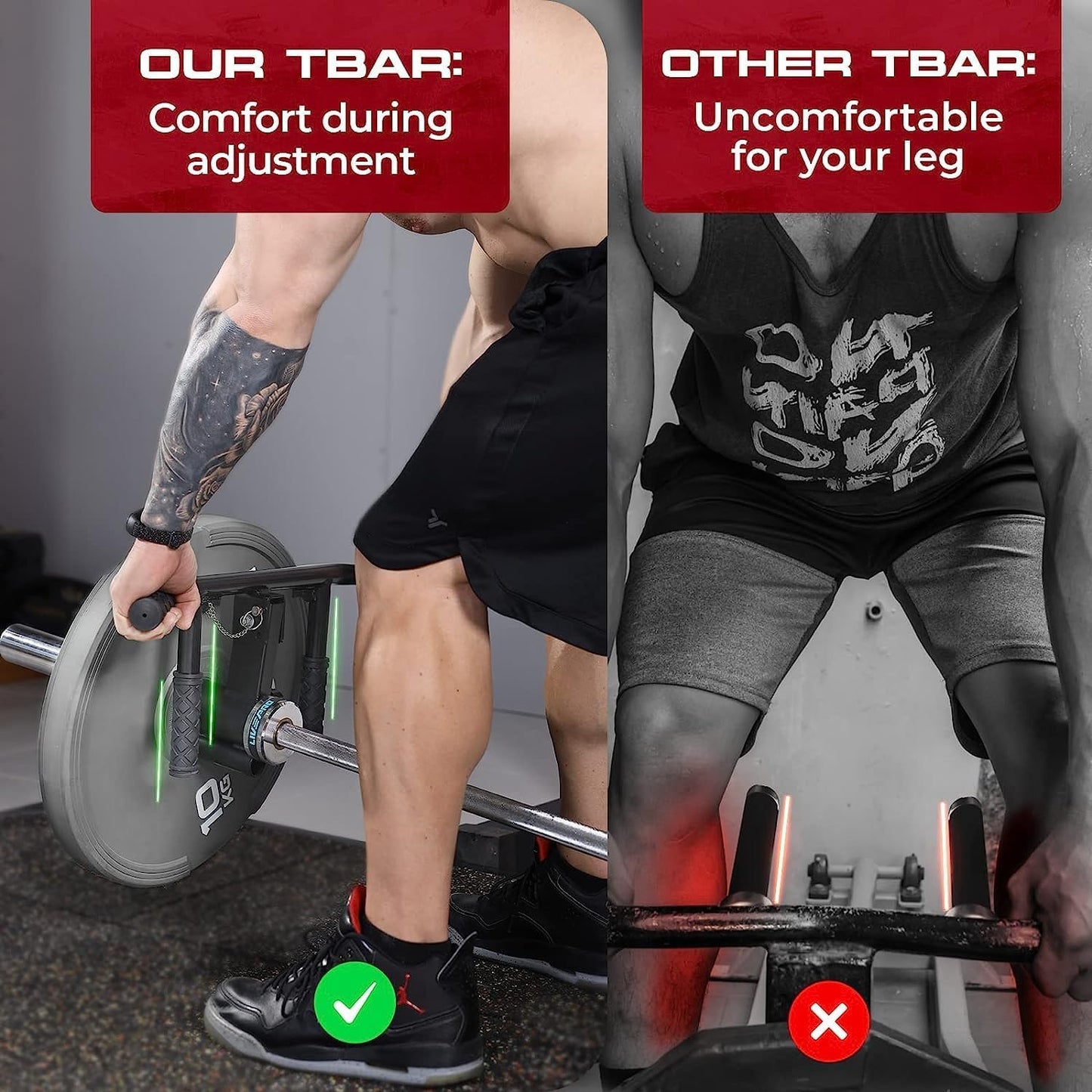 Yes4All T Bar 4 Handles Adjustable, Versatile Landmine Handle Attachment Fits Both 1 Inch & 2 Inch Barbell, Narrow & Wide Handle with Anti-Slip Rubber Grip, Easy to Install & Adjust