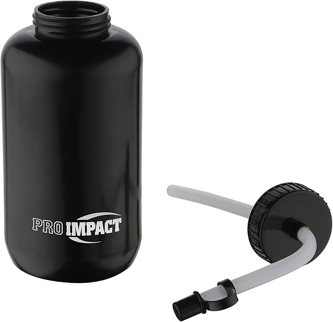 Pro Impact Squeezable Water Bottle Bendable Long Straw - LDPE BPA Free Plastic - Hydration for Baseball Hockey Gym MMA Yoga Boxing Cycling Softball Football Lacrosse (35.5 Oz.)