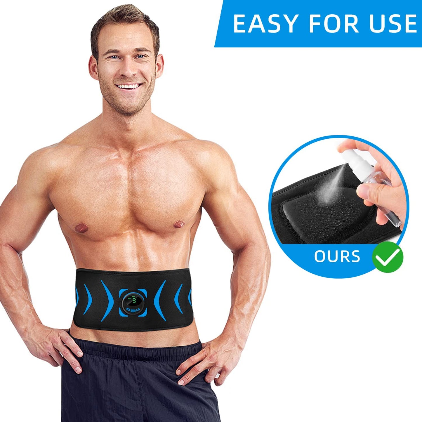 FOPIE Intelligent Wireless Fitness Apparatus, ABS Stimulator, Abdominal Toning Belt Portable Ab Toner Waist Trainer Fitness Trimmer Workout Equipment for Home NFB-6