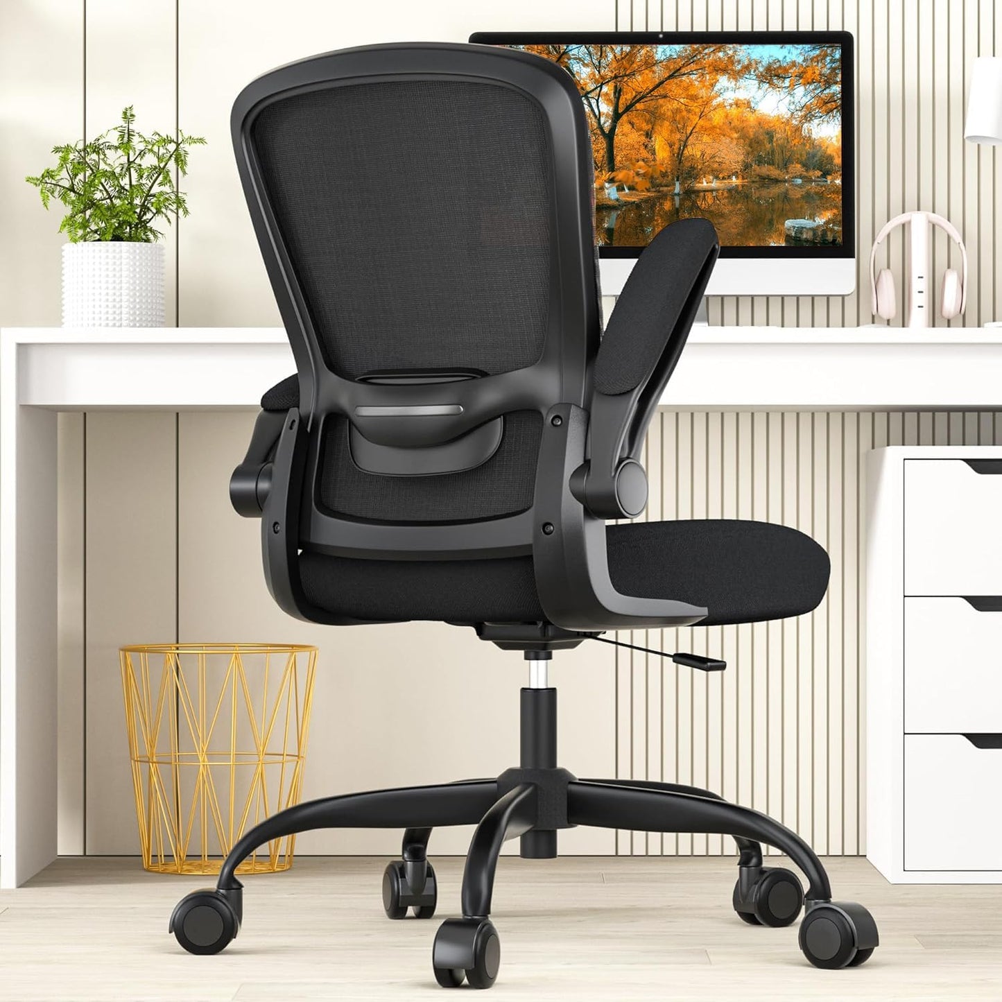 Mimoglad Office Chair, Ergonomic Desk Chair with Adjustable Lumbar Support, High Back Mesh Computer Chair with Flip-up Armrests-BIFMA Passed Task Chairs, Executive Chair for Home Office