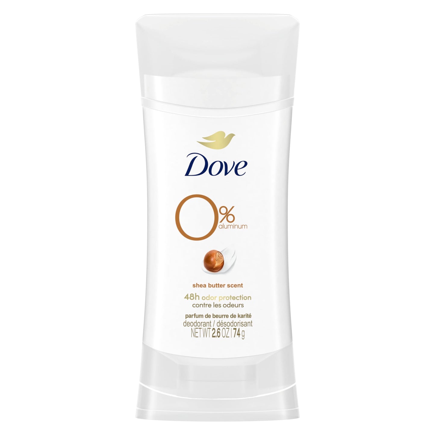 Dove 0% Aluminum Deodorant Stick Non irritating Deodorant for Underarm Care Shea Butter Kindest Aluminum Free Deodorant 2.6 oz