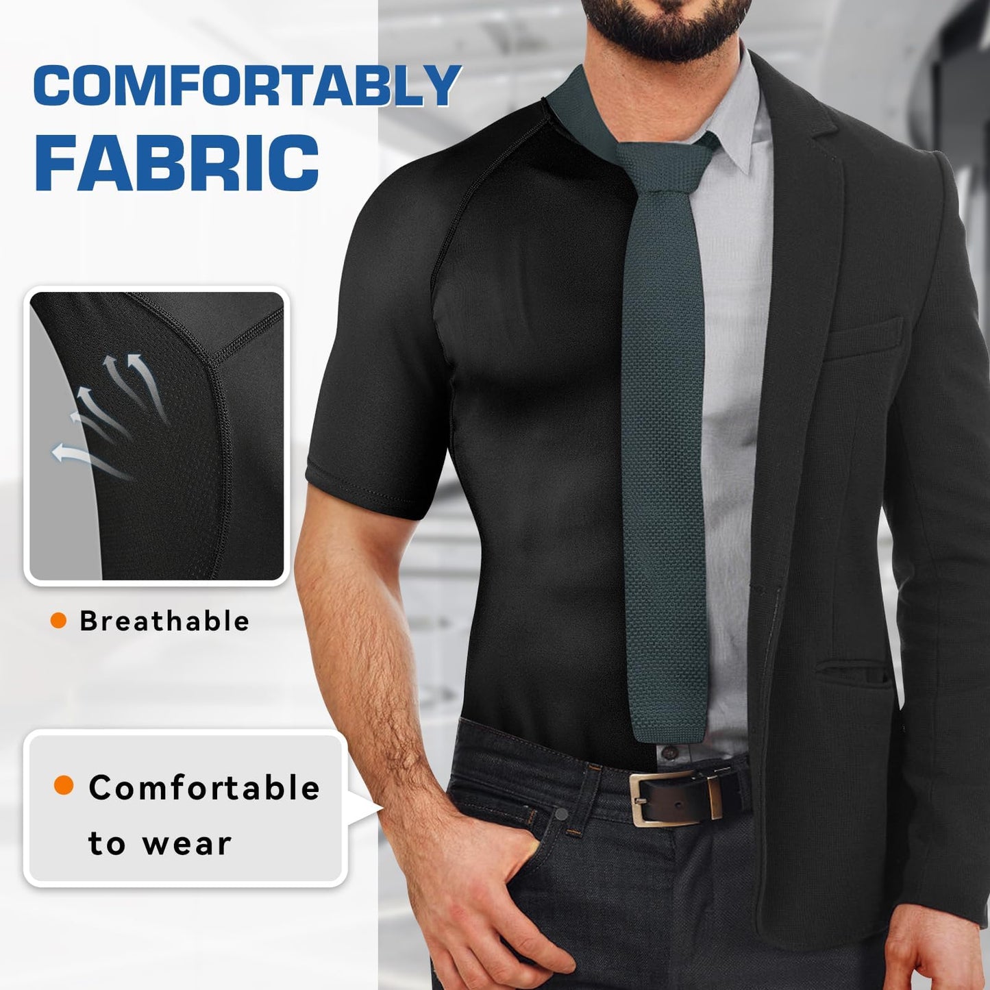 Cimkiz Sauna Shirt for Men, Mens Sauna Vest t shirts Gym Slimming Exercise Clothes,Outdoor Exercise Quick Drying Tight Sweat Shirt(Blue,S)