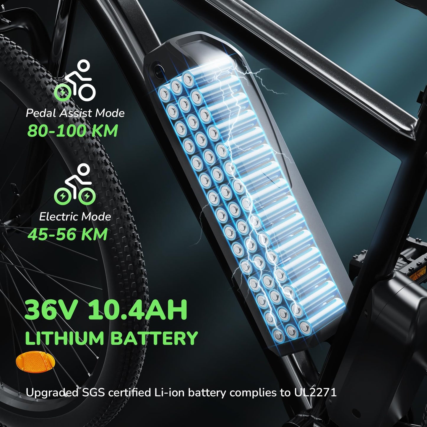 35-Speed Electric Bike for Adults 750W 26" Tire Commuting Electric Mountain Bike 20MPH Range 55+ Miles 374.4Wh Removable Battery Front Fork Suspension Fenders Lightweight Electric Bicycle,Black