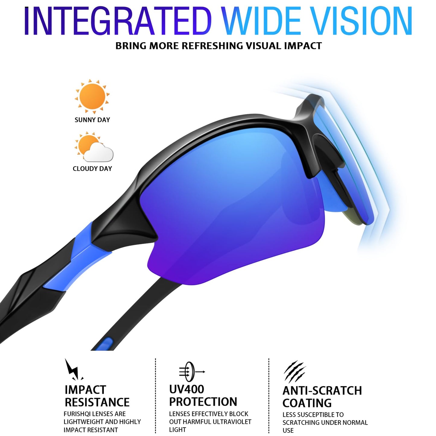 DioKiw 2PACK Sports Polarized Sunglasses for Men Cycling Running Fishing UV400 Protection Sun Glasses Lightweight Half Frame Goggles