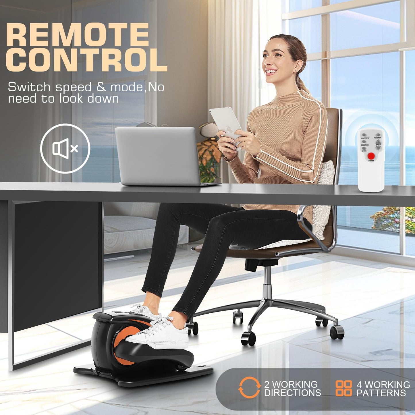 ANCHEER Under Desk Elliptical, Electric Ellipse Leg Exerciser While Sitting for Seniors Adults, Quiet Portable Motorized Seated Foot Pedal Exerciser with Remote Control for Home Office Use