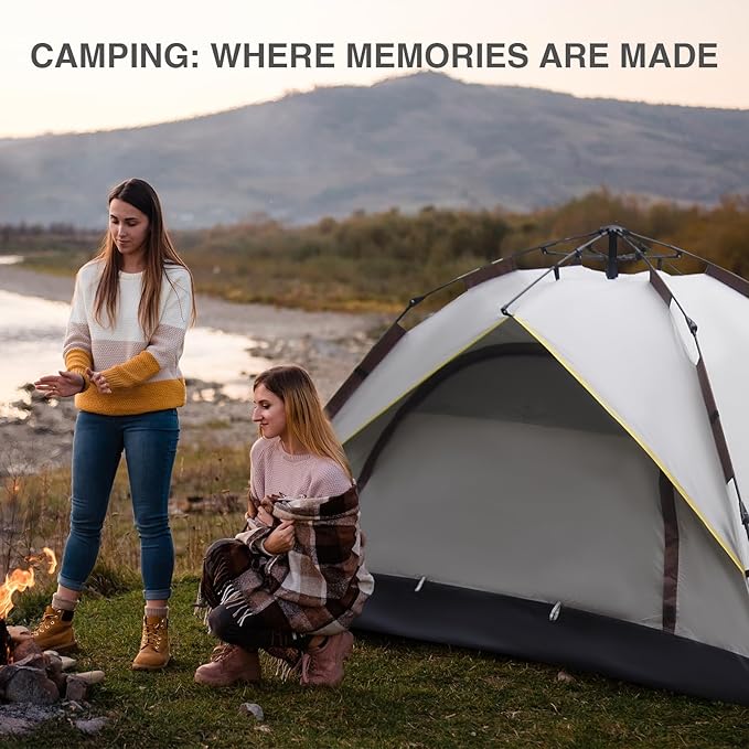 1/2/3 Person Camping Tent, Instant Pop Up Tents for Camping, Waterproof Windproof Family Tents, Easy Set Up Tent, Portable Dome Tent for Camping Hiking Backpacking Traveling