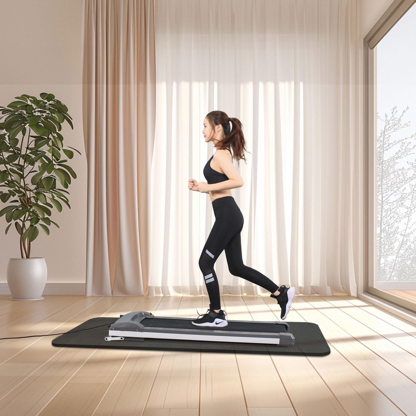 Treadmill Walking Pad Mat for Carpet Floors,Folding Treadmill Mat for Hardwood Floors,for Under Exercise Bike, Exercise Equipment Mat,Reduce Noise Shock Absorption (60" X 23.6")