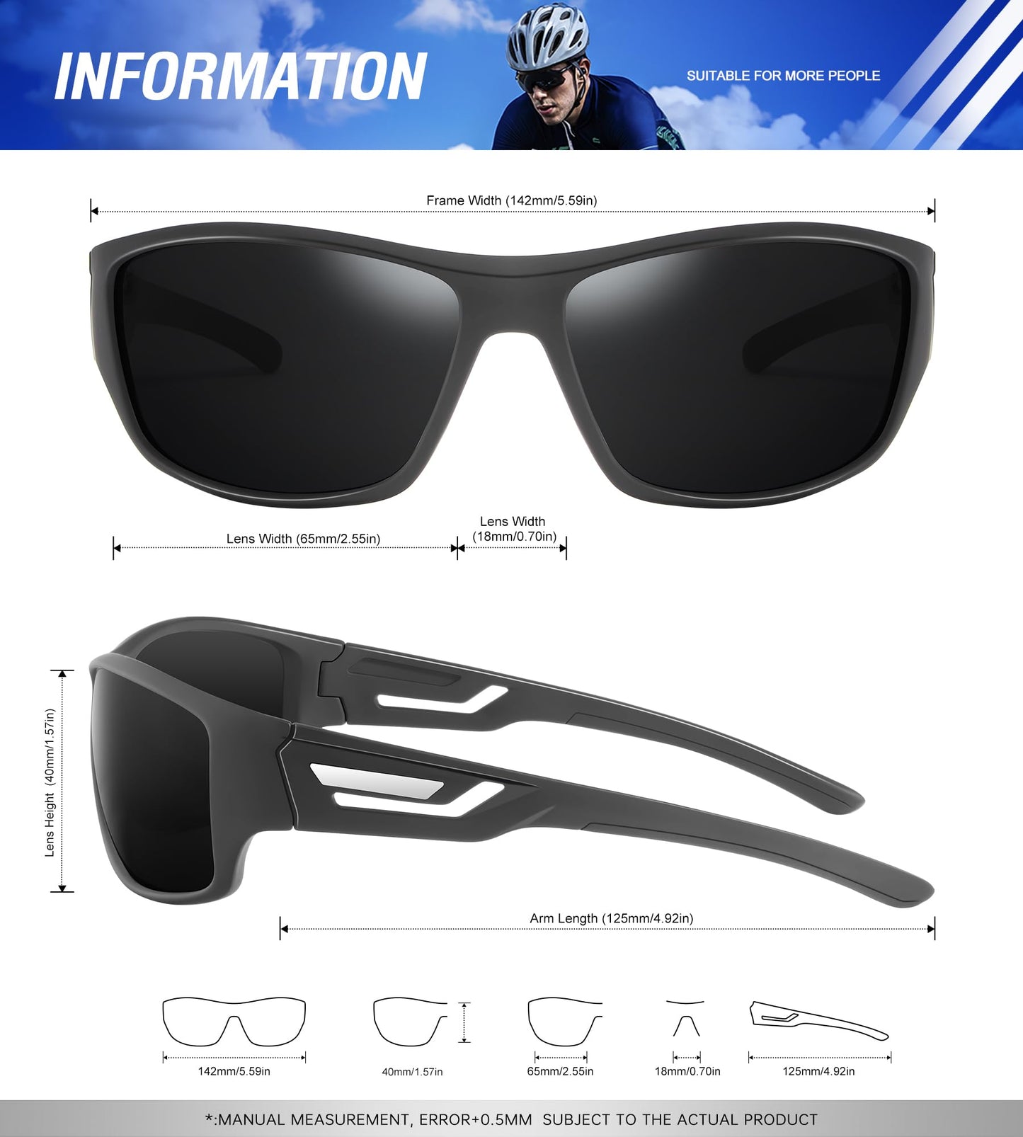 KALIYADI Sunglasses-Men Polarized Sports Sun-glasses: Mens Sunglasses Polarized UV Protection Driving Running Cycling Outdoor