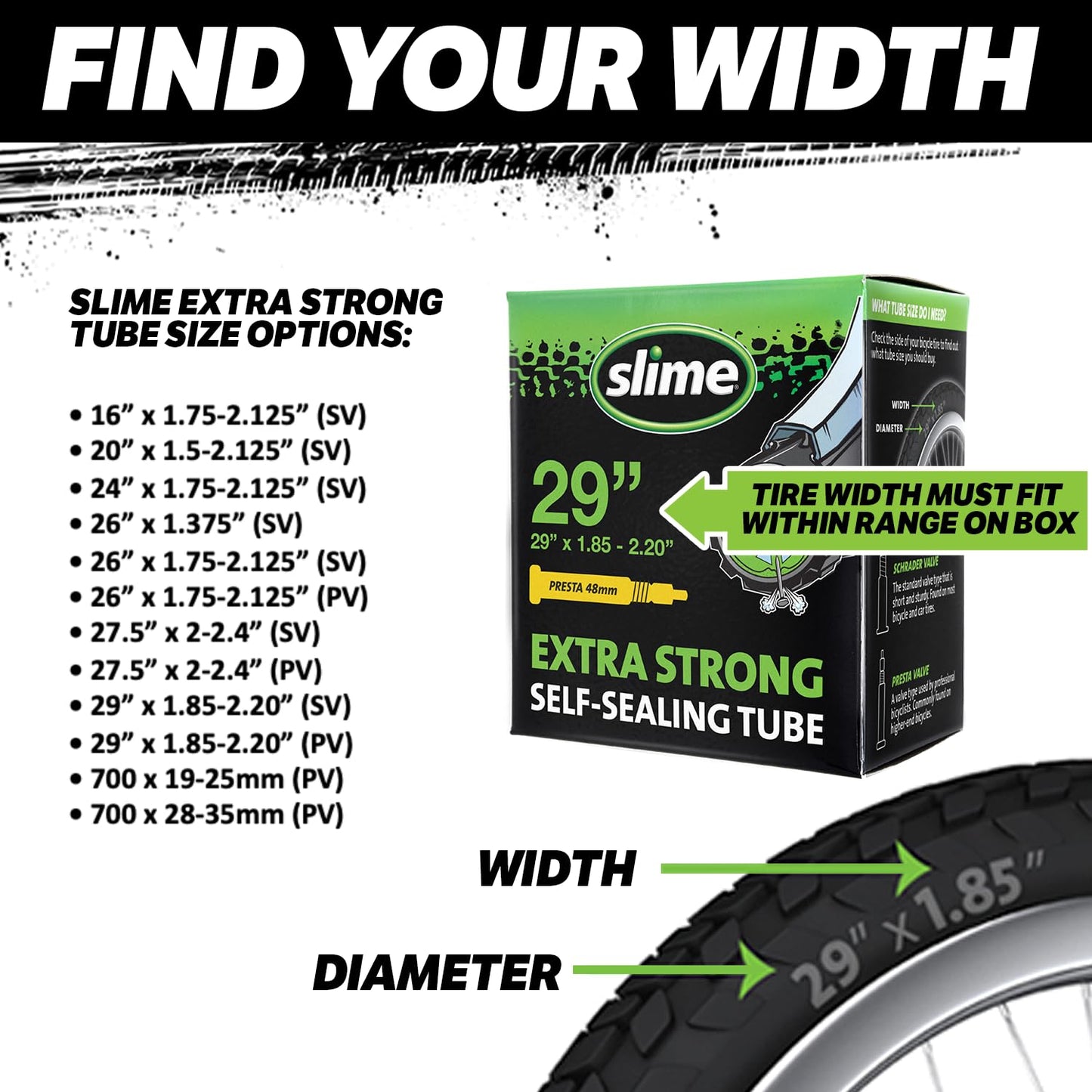 Slime 30075 Bike Inner Tube with Slime Puncture Sealant, Extra Strong, Self Sealing, Prevent and Repair, Schrader Valve, 20"x1.50-2.125", Value 2-Pack
