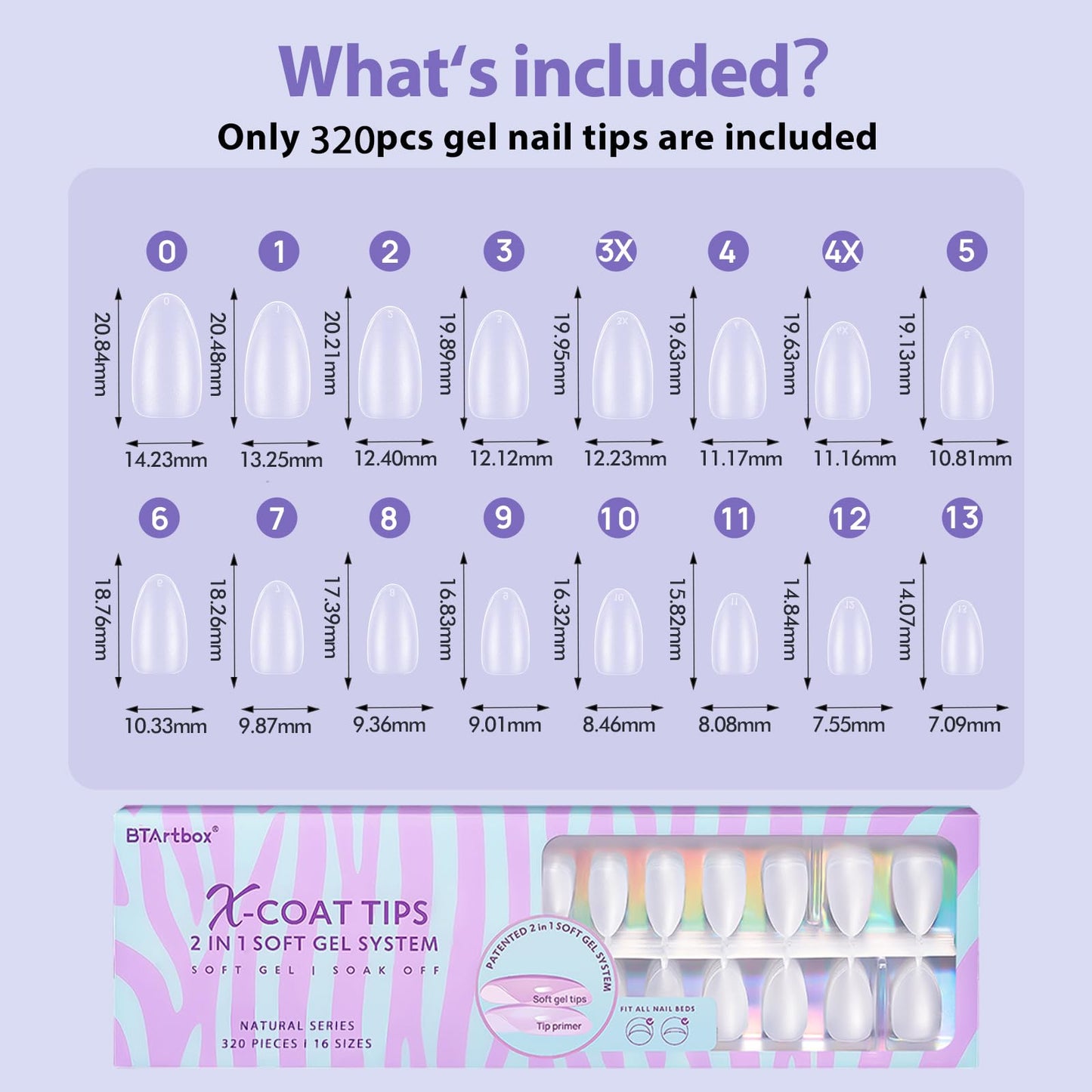 BTArtbox Short Almond Nail Tips - Natural Short Fake Nails with Tip Primer Full Cover, Stronger Nail Adhesion, Clear Soft Gel Nail Tips for Nail Extensions DIY Art