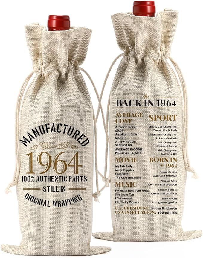 60th Birthday Gifts for Women Ideas Funny Wine Bag 60th Birthday Decorations Party Favors Happy Anniversary Retirement Gifts for 60 Year Old Woman Sister Mother Grandparents Wine Gift Bag