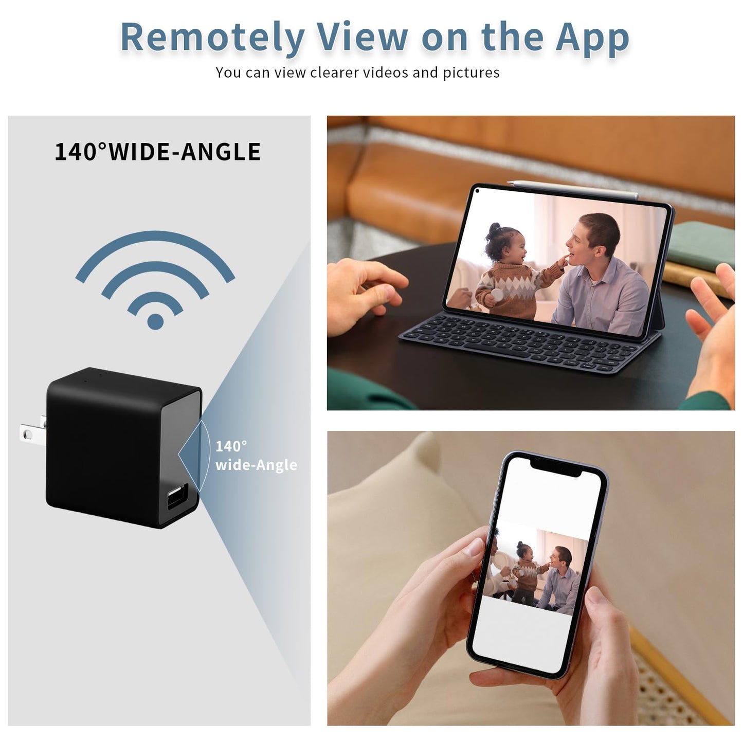 TQGX Hidden Camera Charger Full 1080P HD Wireless Spy Camera Hidden Nanny Cam Mini USB Charger with Motion Detection, Hidden Cameras for Home Security, Office, Baby, Pets, Elderly Parents