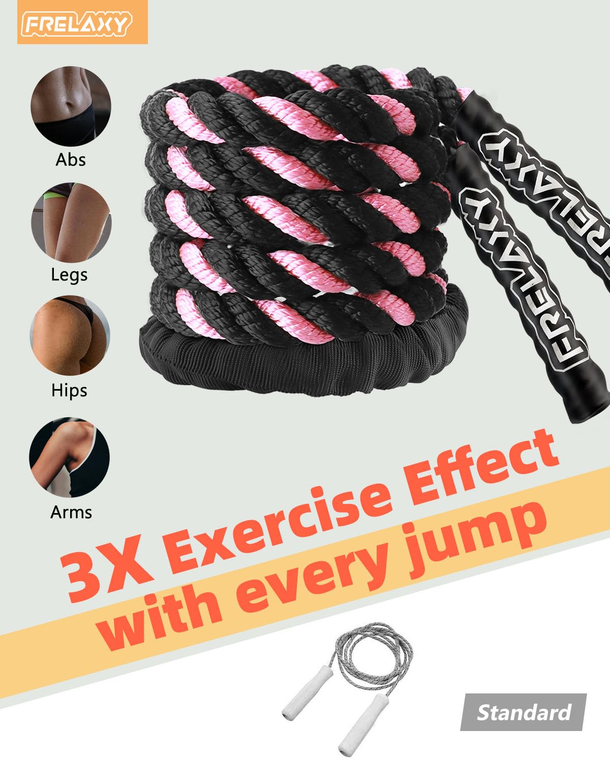 Frelaxy Jump Rope 1LB, Weighted Jump Rope for beginners, Heavy Jump Ropes for Fitness, Total Body Workouts, Weight Loss, Strength Training, Compact Skipping Rope for Home Gym Workout Equipment (Pink)