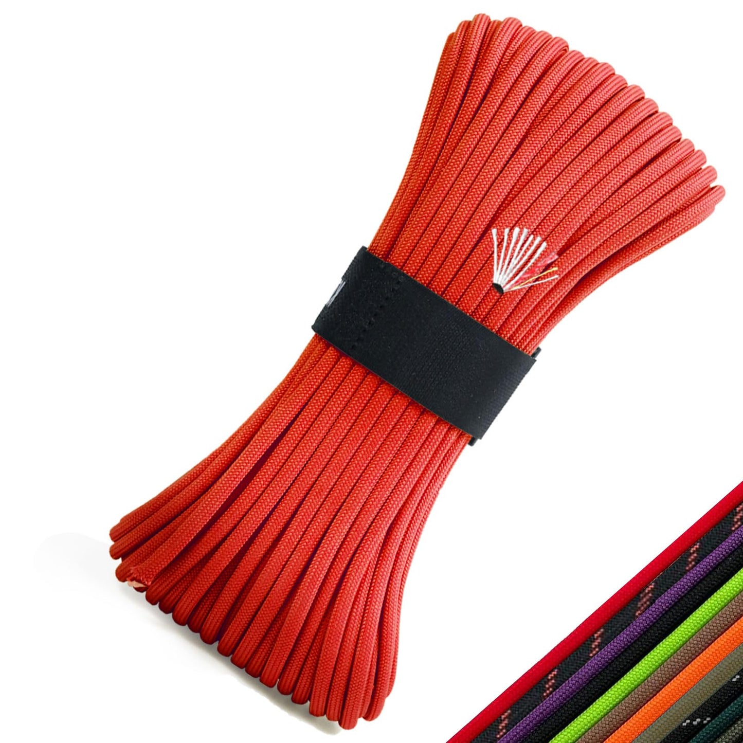 KOKKOYA 4-in-1 Survival Paracord 550 Paracord 550 Fire Cord Paracord 10 Strand, 5/32" Diameter U.S. Military Type III 550 Parachute Cord with Integrated Fishing Line, Fire-Starter Tinder