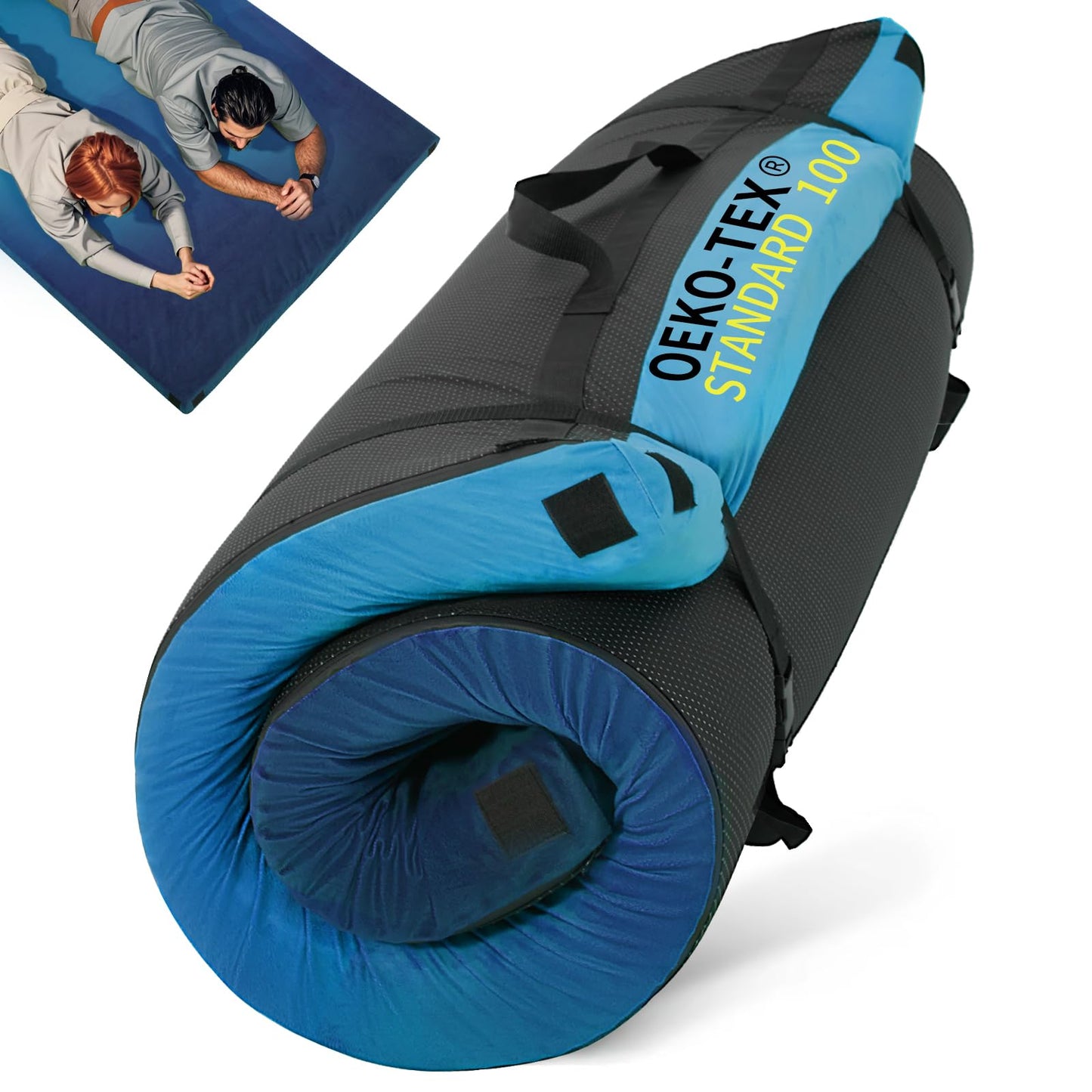 Memory Foam Camping Mattress Sleeping Pad, Portable Roll up Mattress with Travel Bag, 3 Inch Waterproof Camping Mat for Car Tent Floor, Comfortable Sleeping Mats for Guests and Adults Sleepover