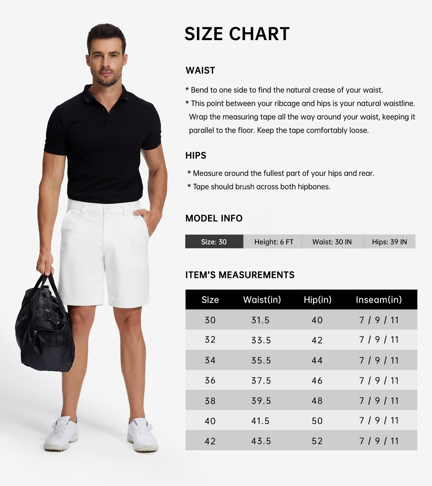 Willit Men's Golf Shorts Stretch Work Dress Shorts Quick Dry Athletic Casual Shorts with Pockets 9" White 34W