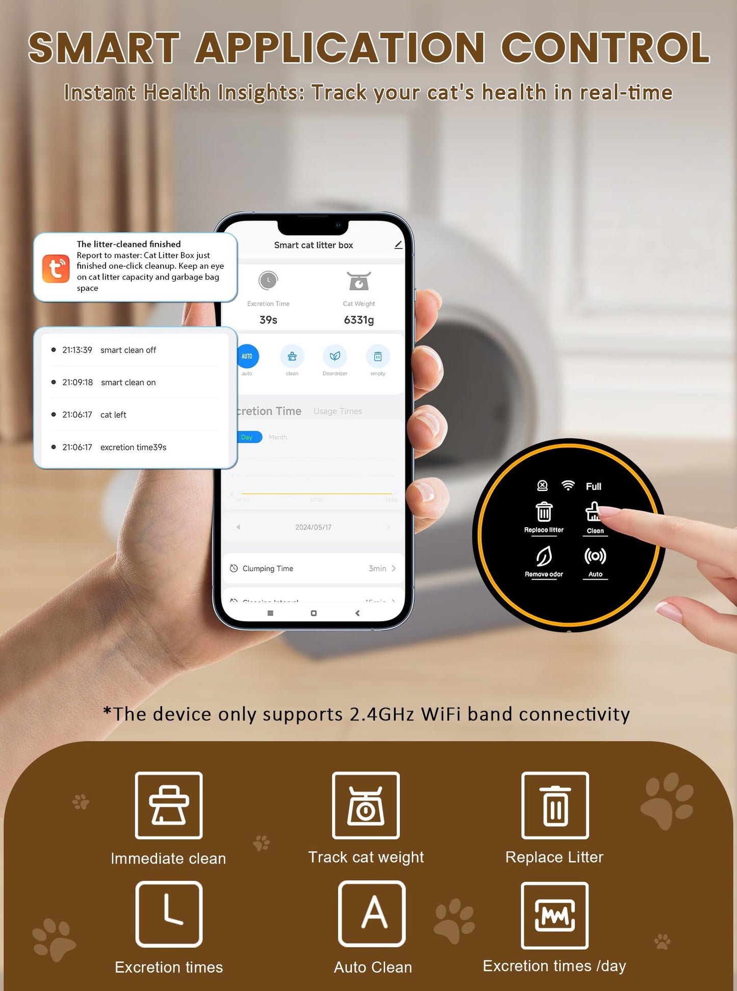 (2025) Self Cleaning Litter Box, Upgraded Robot Automatic Litter Box for Multiple Cats, 65L+9L Extra Large, Features Negative ion Sterilization and Deodorization, APP Control, 3 Rolls Litter Liners