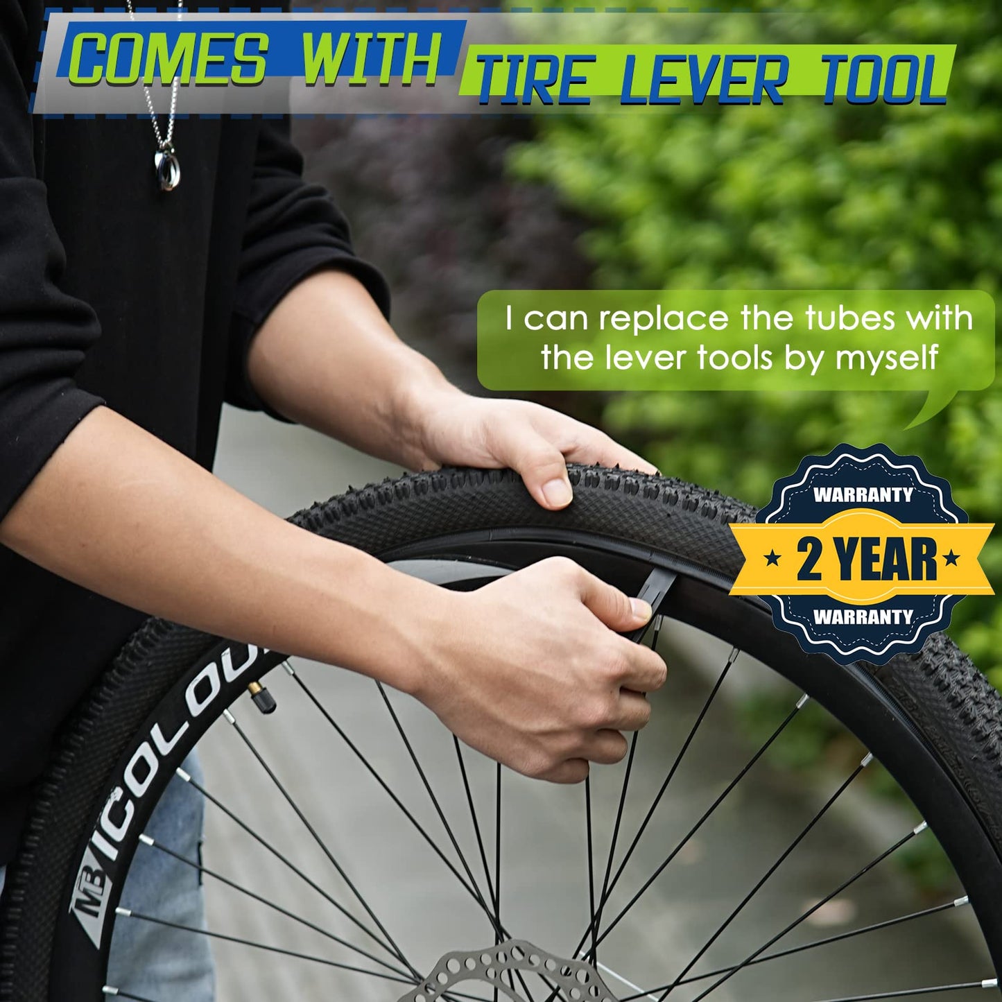 2-Pack Bike Inner Tube for 24 X 1.75/1.95/2.10/2.125", Premium 24x1.95 Bicycle Tube with 32 mm Schrader Valve 2PCS Levers, 24x2.125 Tube Compatible with Road/MTB/Kids Bike by Hydencamm (2 of One Size)