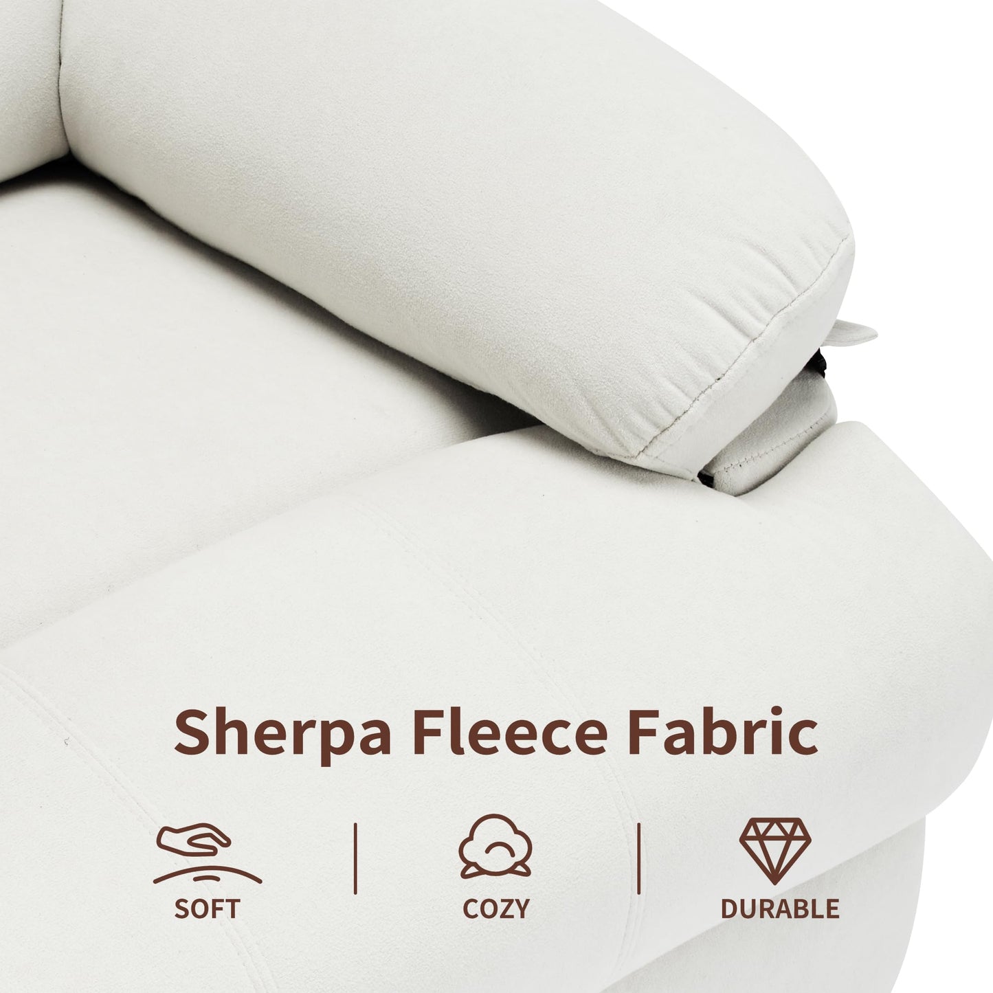 Ketaiyou Swivel Rocking Recliner Chair for Adults, Overstuffed Manual Rocker Nursery Recliner Glider, Upholstered Fabric Reclining Single Sofa Chair for Living Room (Beige)