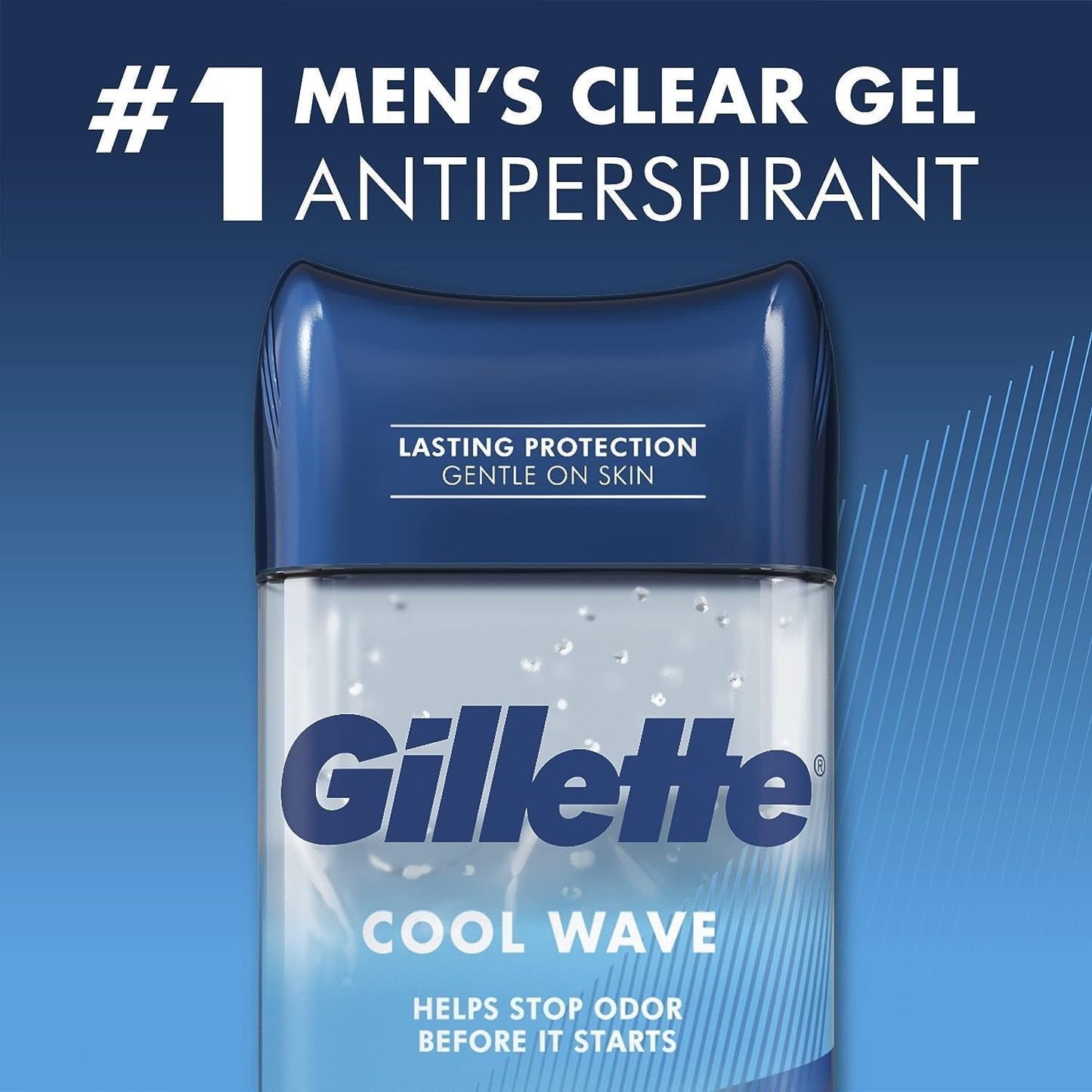 Gillette Antiperspirant and Deodorant for Men, 72hr Sweat & Odor Protection, Long Lasting Freshness, Anti-White Mark Technology, Clear Gel, Cool Wave Scent, 3.8 oz (Pack of 4)