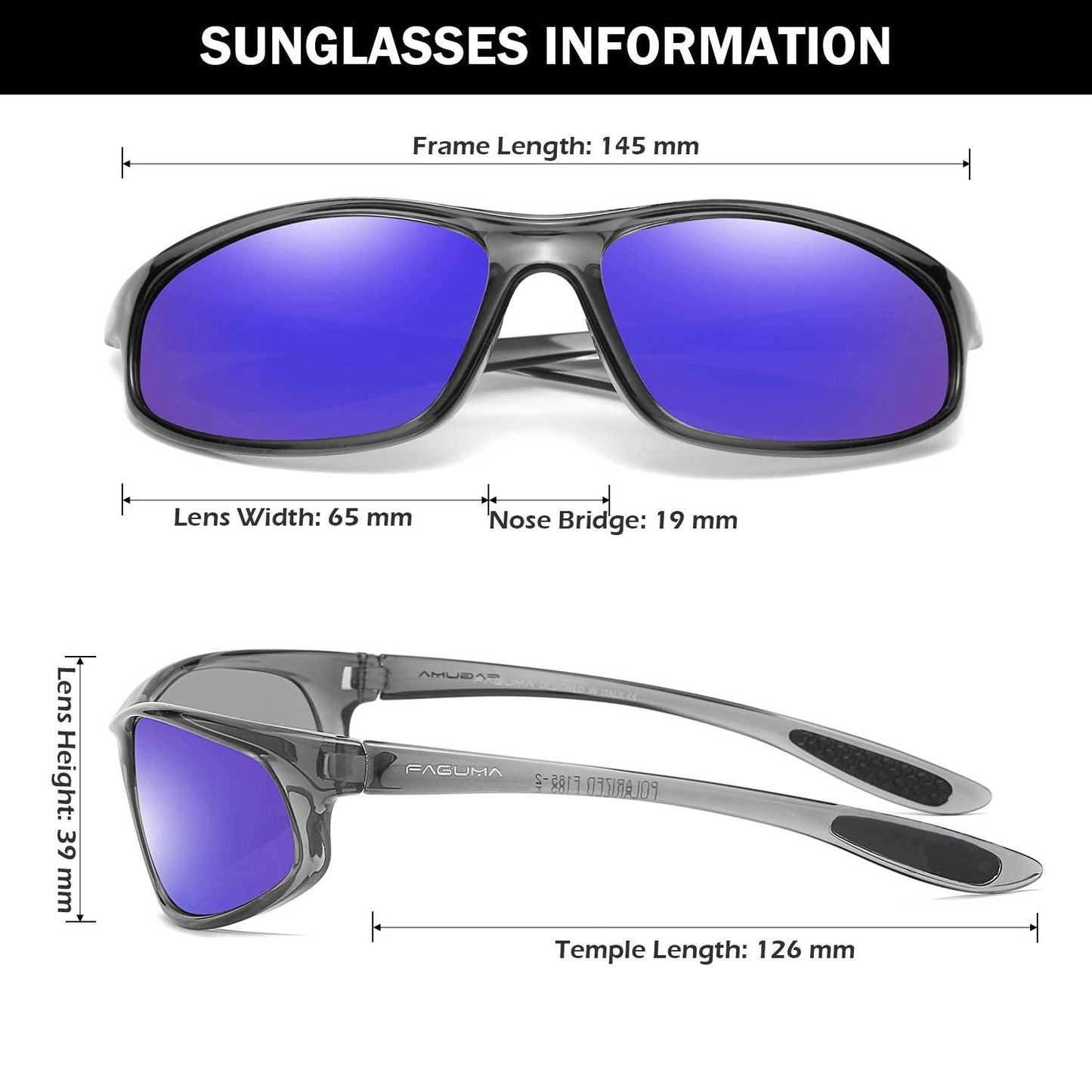 FAGUMA Polarized Sports Sunglasses For Men Cycling Driving Fishing 100% UV Protection