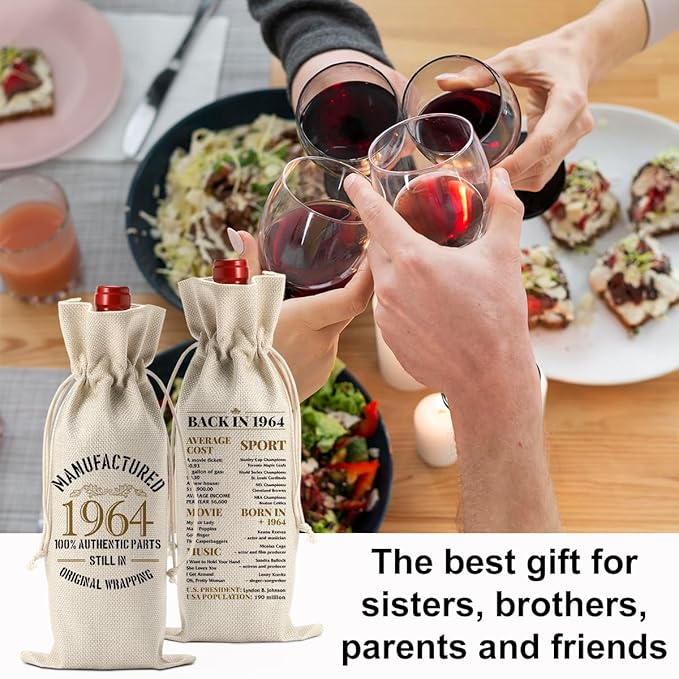 60th Birthday Gifts for Women Ideas Funny Wine Bag 60th Birthday Decorations Party Favors Happy Anniversary Retirement Gifts for 60 Year Old Woman Sister Mother Grandparents Wine Gift Bag